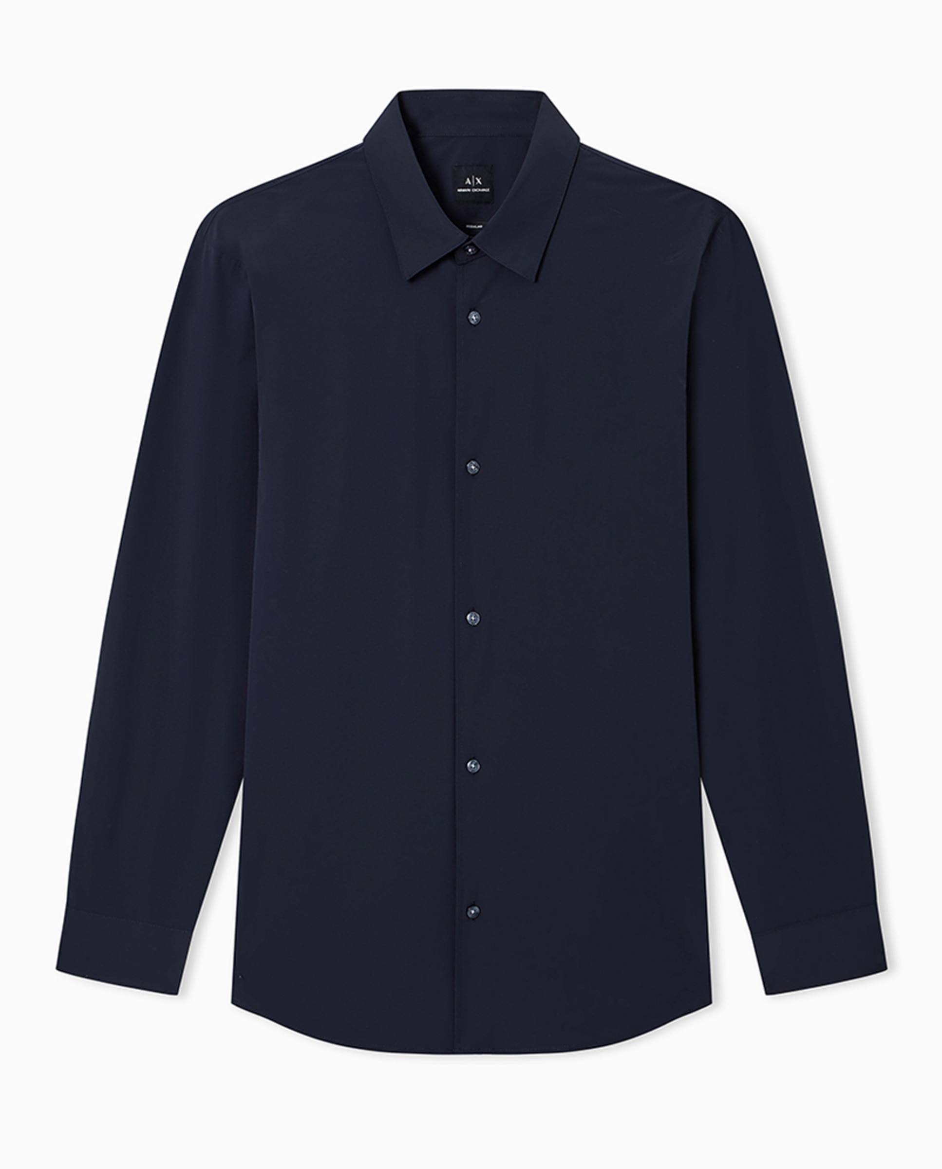 Camisa Regular Fit em Nylon Elástico Azul-marinho-4