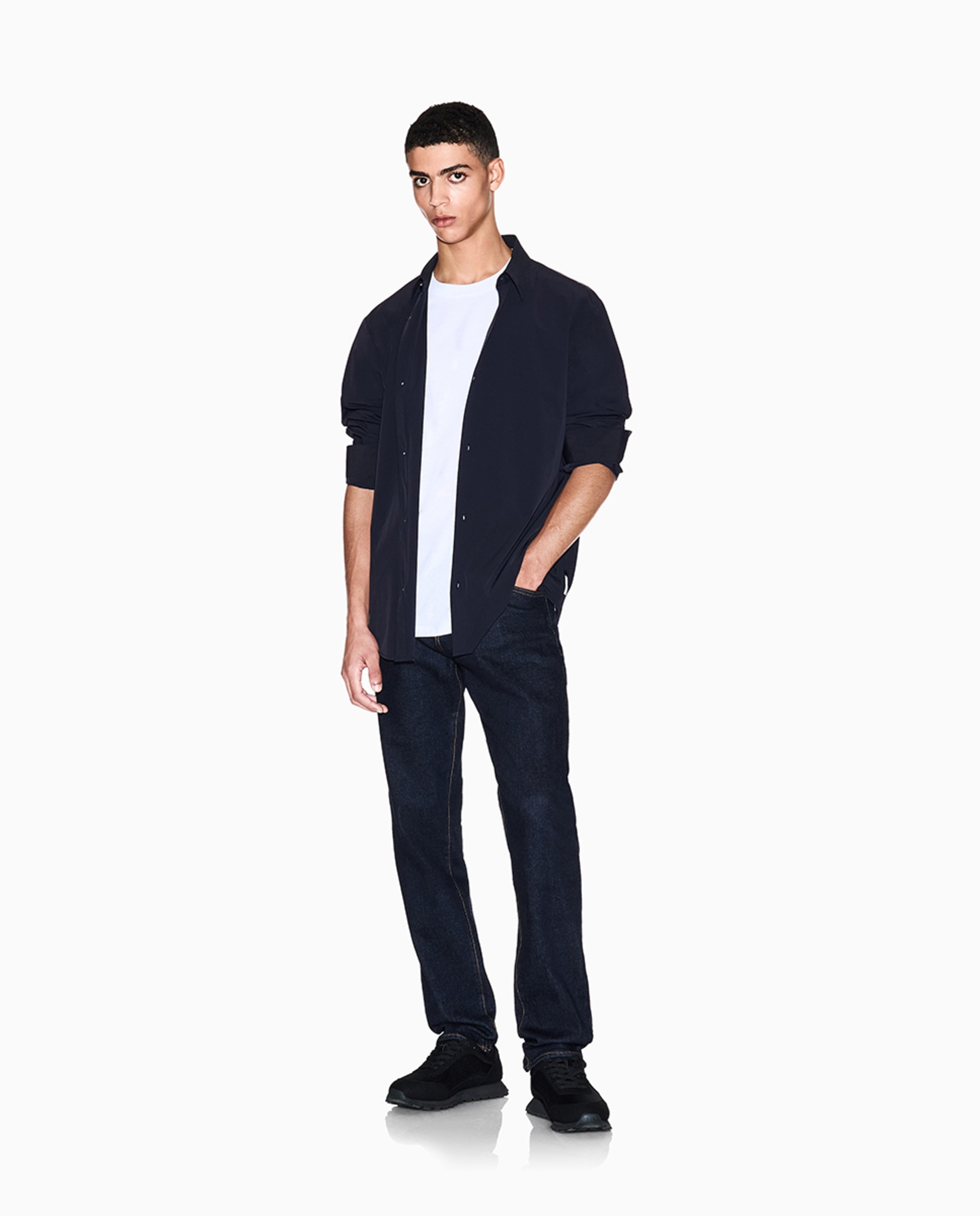 Camisa Regular Fit em Nylon Elástico Azul-marinho-6