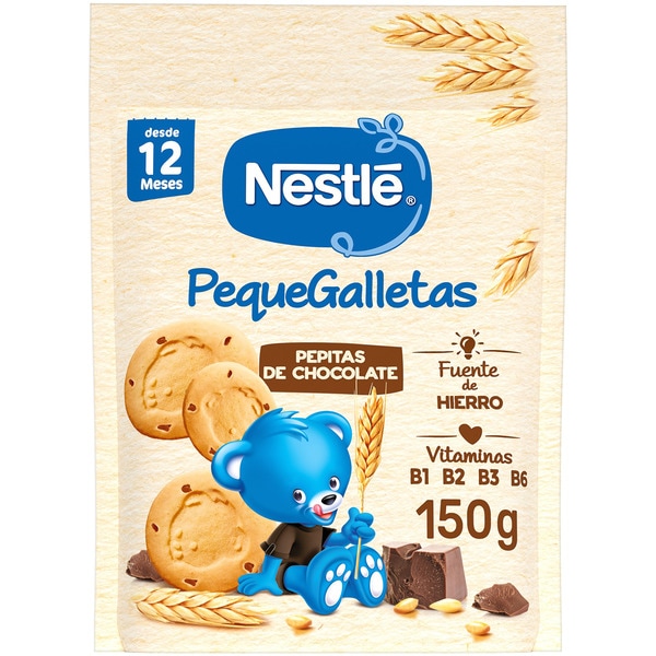 PequeGalletas galletas infantiles con pepitas de chocolate desde 12 meses Behälter 150 g mit Eisen und Vitaminen