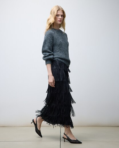 Imagen 0 de Falda midi con flecos