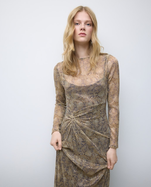 Imagen 0 de Vestido de manga larga con estampado de serpiente