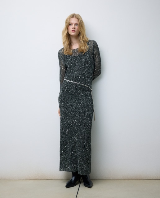 Imagen 0 de Vestido con malla de  lentejuelas