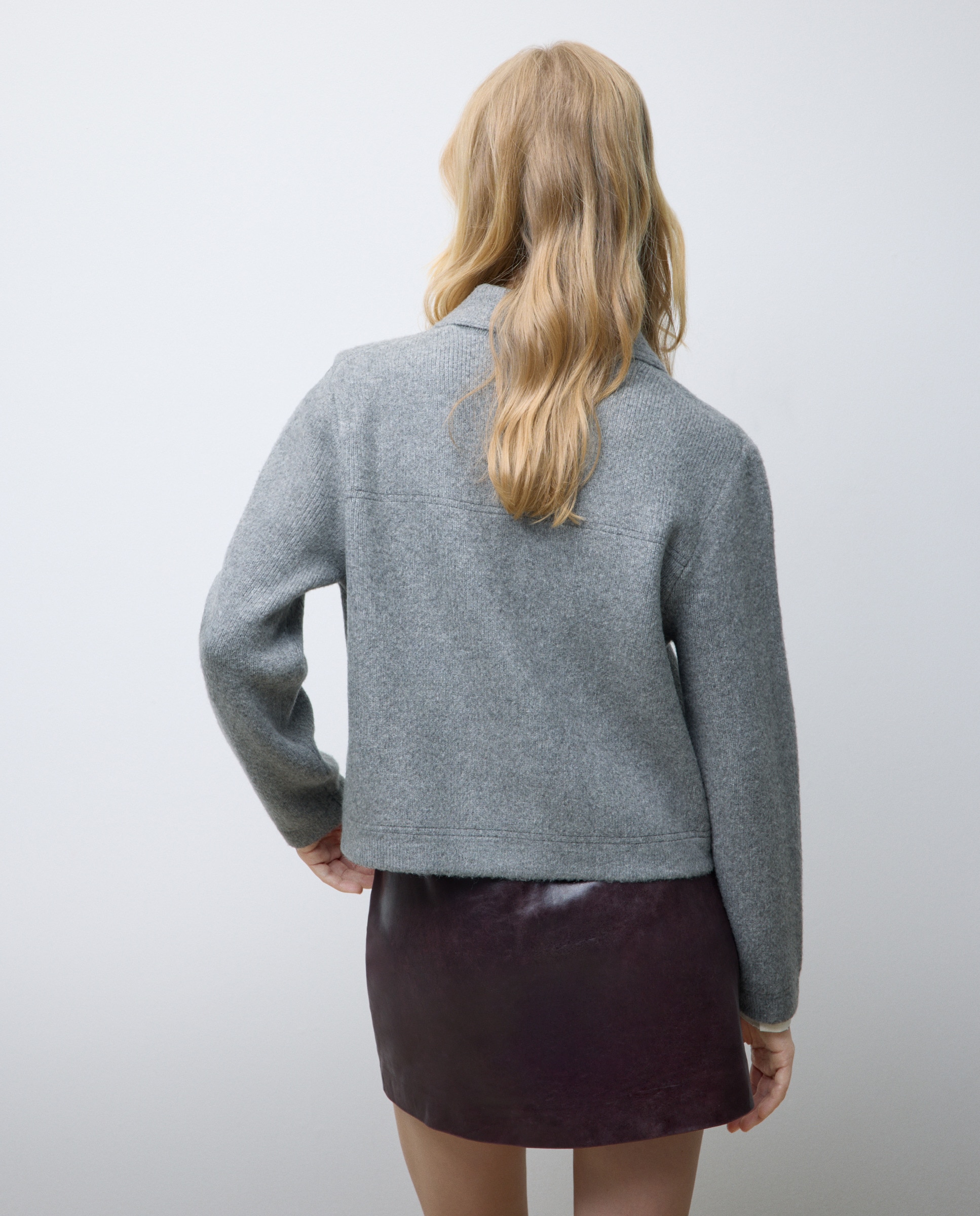 Casaco de mulher com botões 820 Cinzento Médio-3