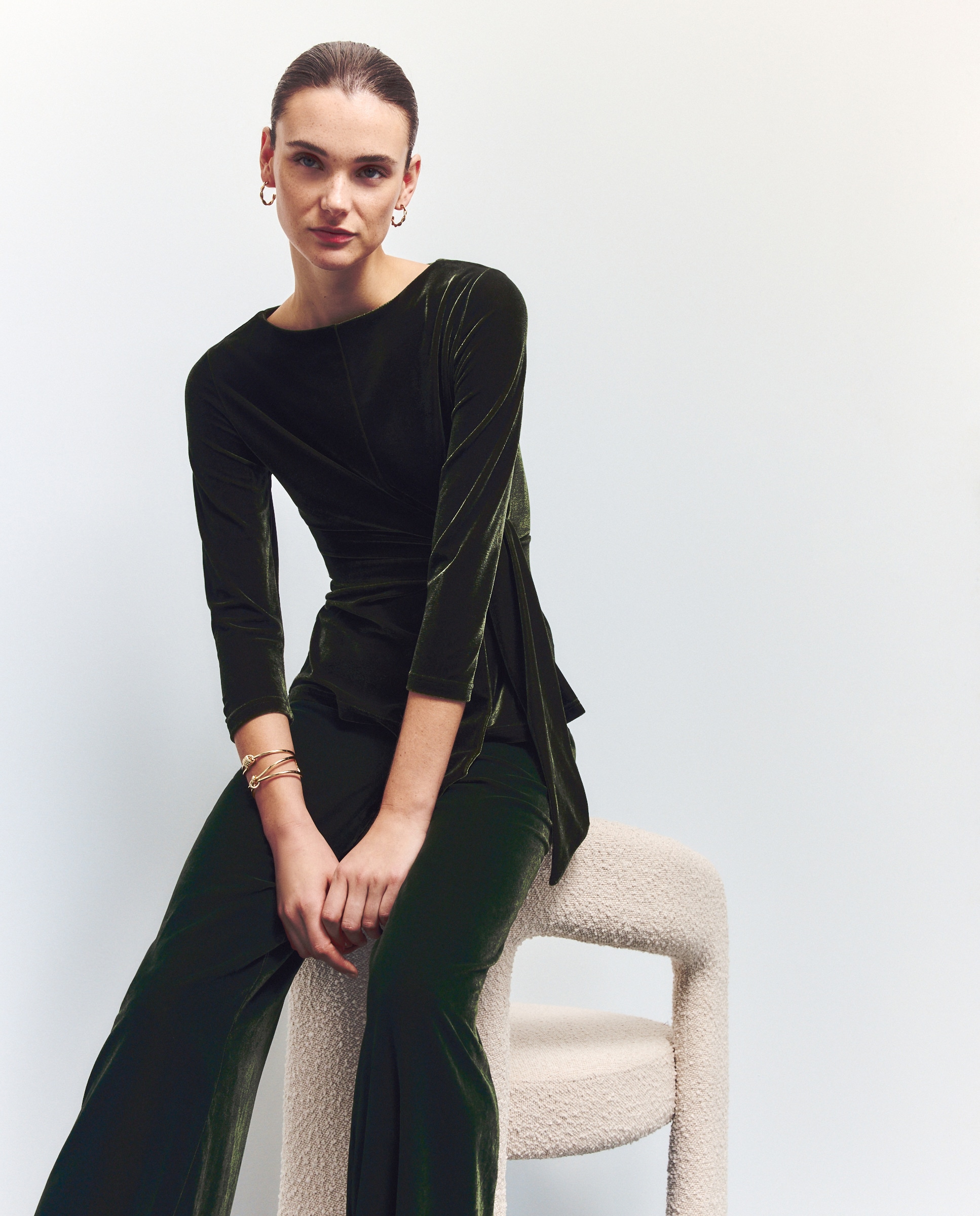 Imagem 0 de T-shirt Drapeada de Veludo