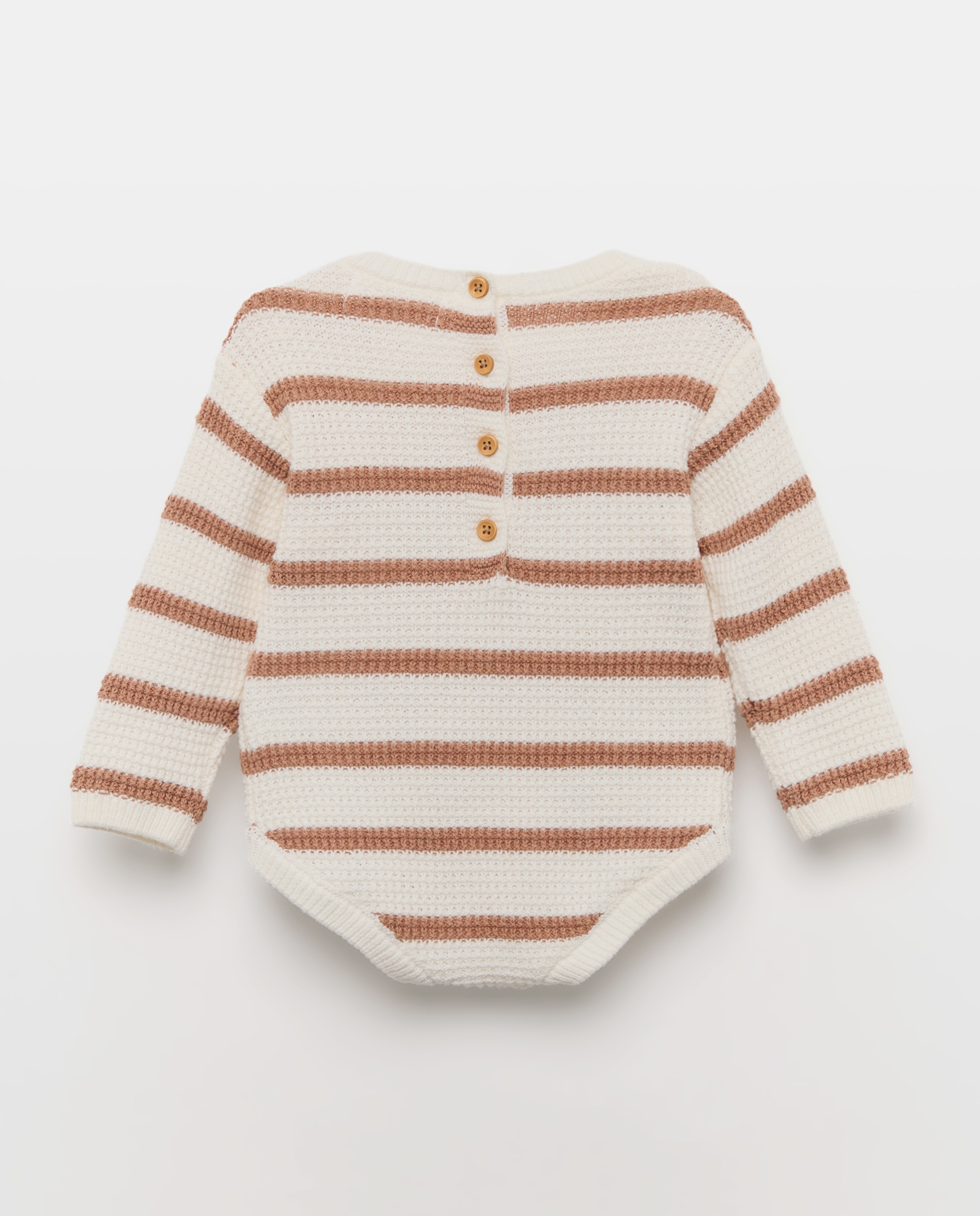Babygrow de Tricot de Bebé às Riscas com Manga Comprida Baby El Corte Inglés Castanho-2