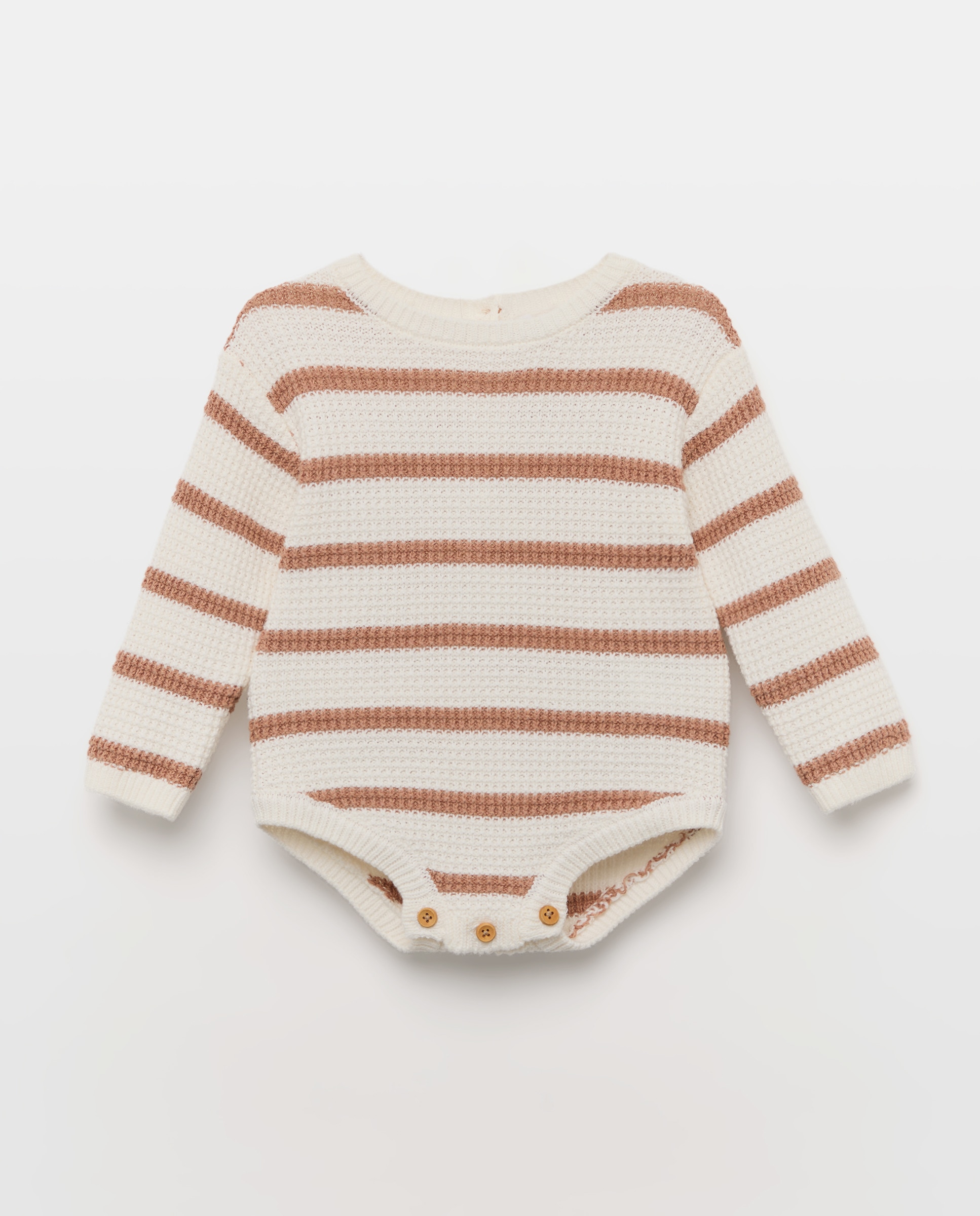 Babygrow de Tricot de Bebé às Riscas com Manga Comprida Baby El Corte Inglés Castanho-1