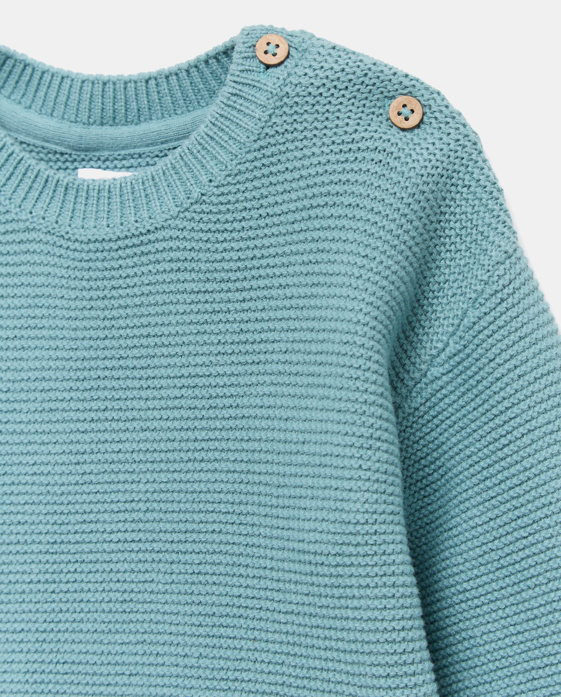 Jersey de bebé cuello caja punto liso Verde Pato-3