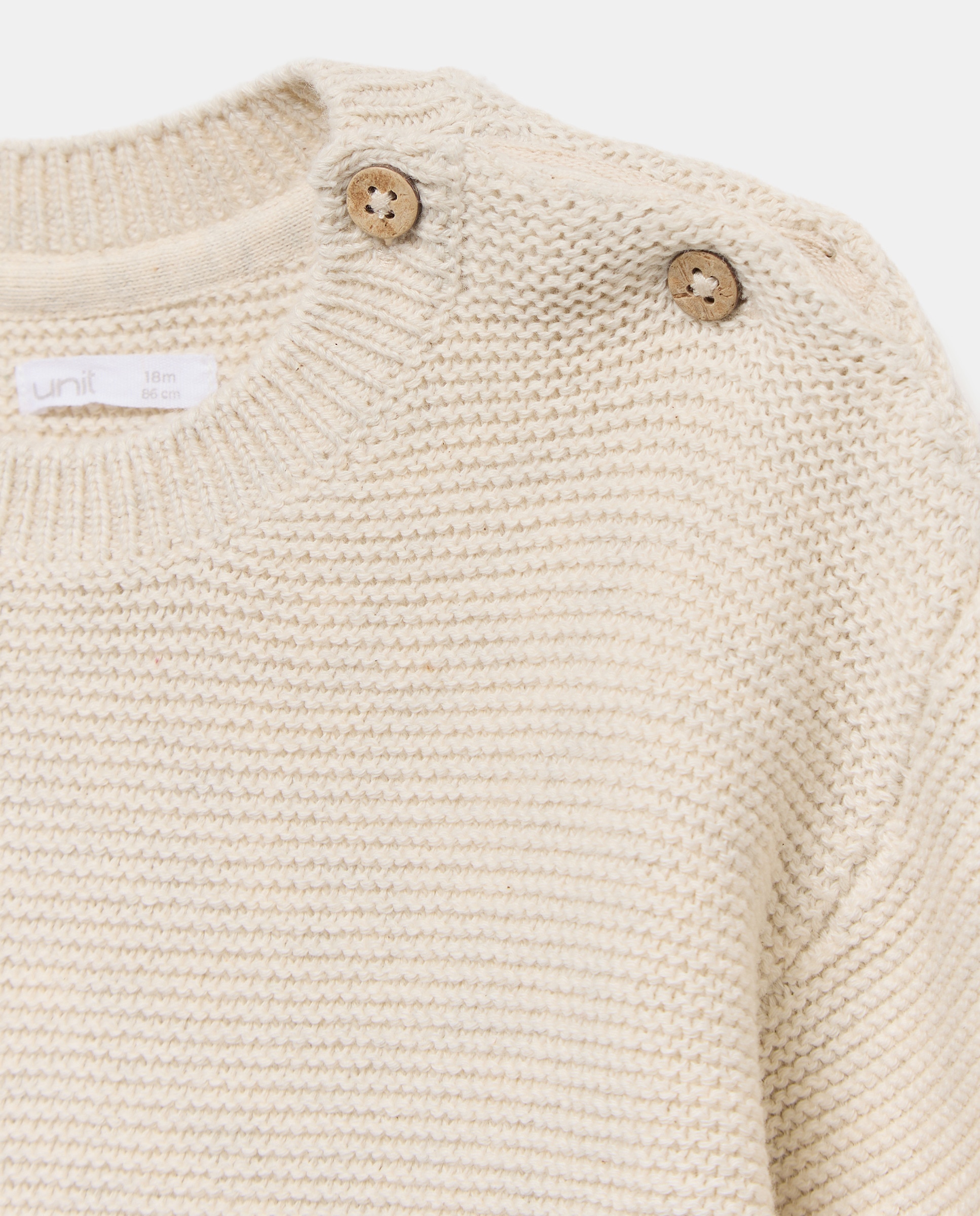 Jersey de bebé cuello caja punto liso Beige-3