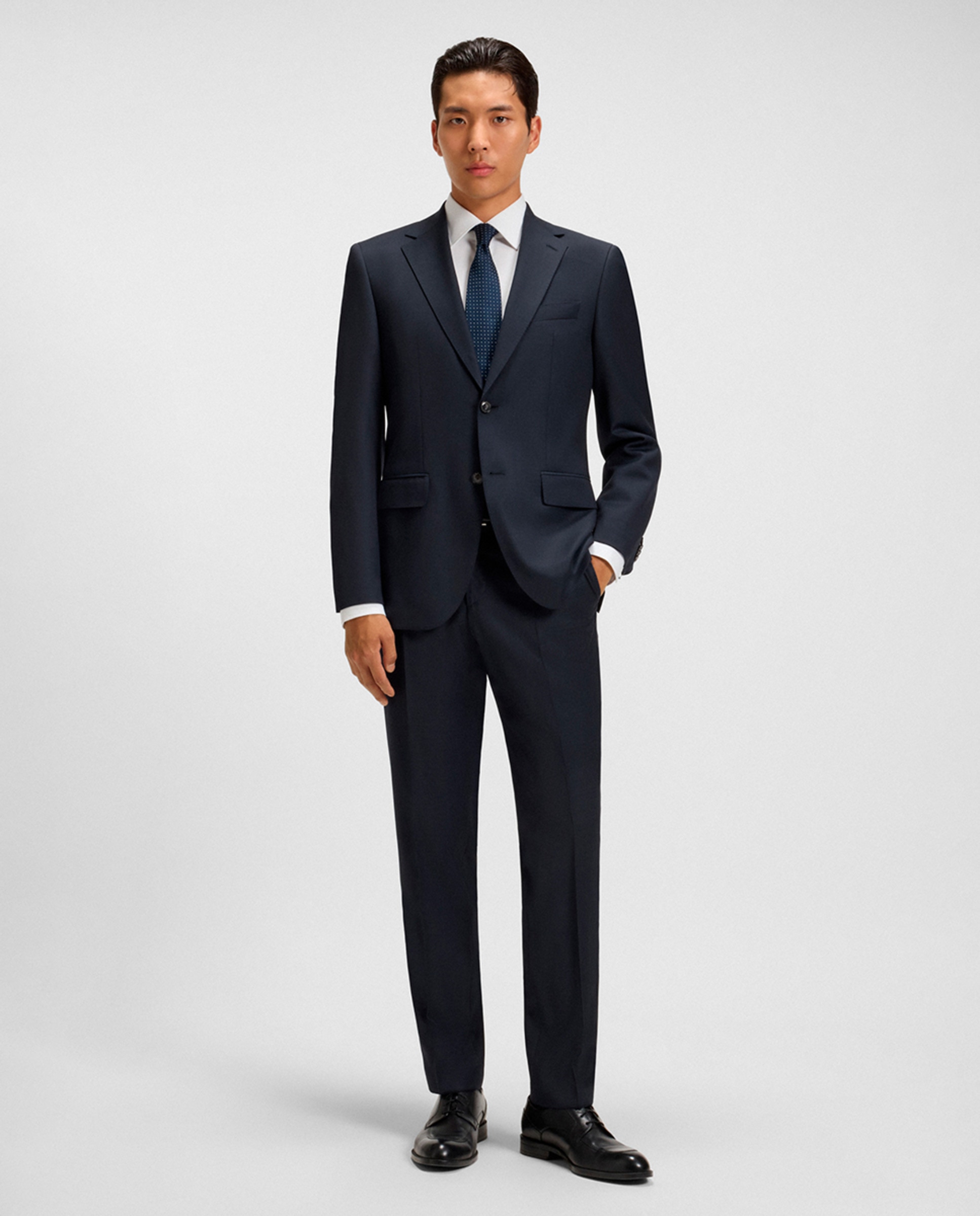 Fato Liso de Duas Peças e Dois Botões Tamanhos Grandes Azul-1