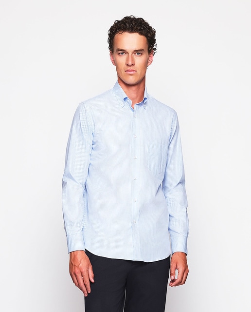 Imagem 0 de Camisa Clássica aos Quadrados com Colarinho com Botões Tamanhos Grandes