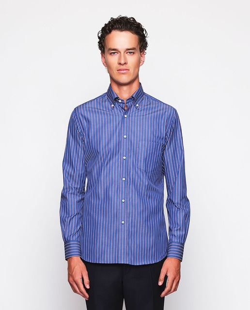 Imagem 0 de Camisa Casual de Manga Comprida às Riscas Tamanhos Grandes