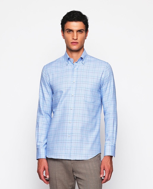 Imagen 0 de Camisa de hombre casual manga larga cuadros Tallas Grandes