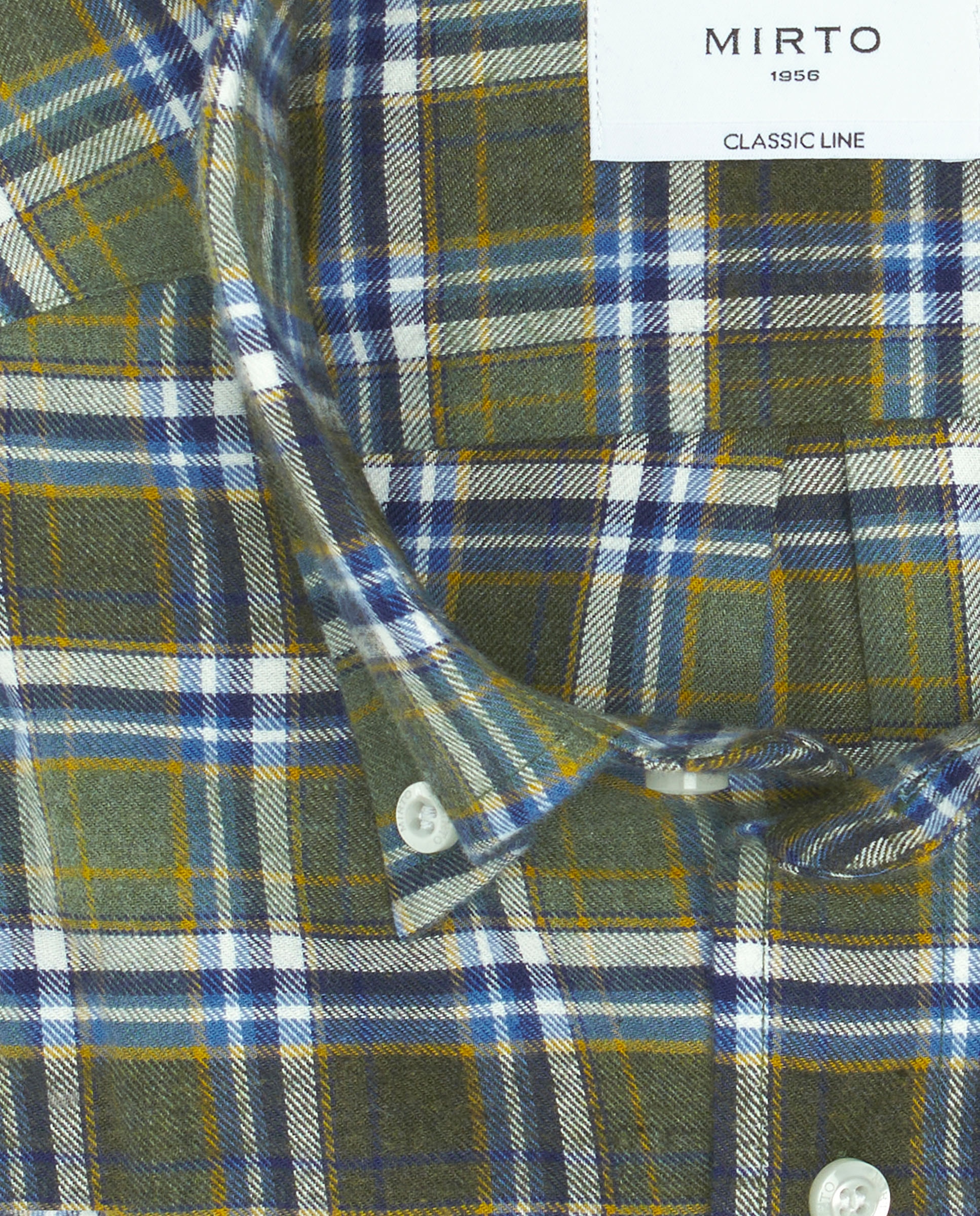 Camisa Casual de Flanela aos Quadrados com Manga Comprida Tamanhos Grandes Verde-militar-2