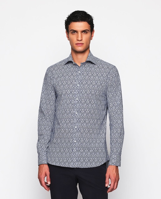 Imagen 0 de Camisa de hombre casual manga larga estampado Tallas Grandes