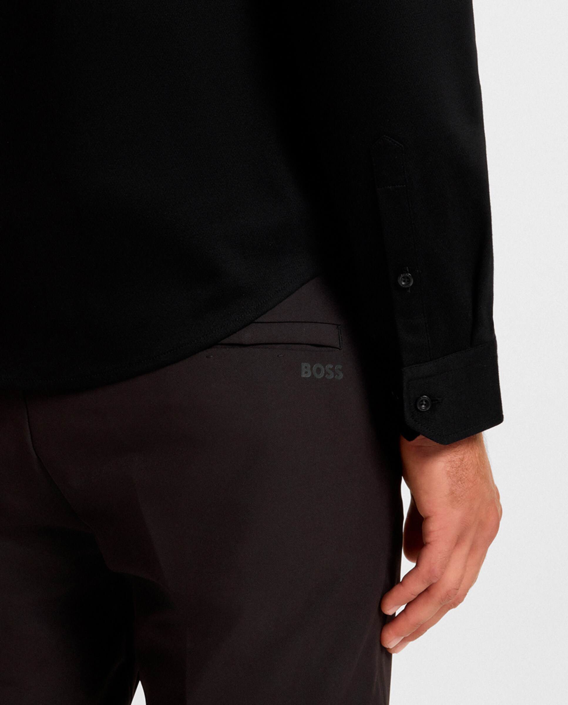 Camisa de Manga Comprida Tamanhos Grandes Preto-3