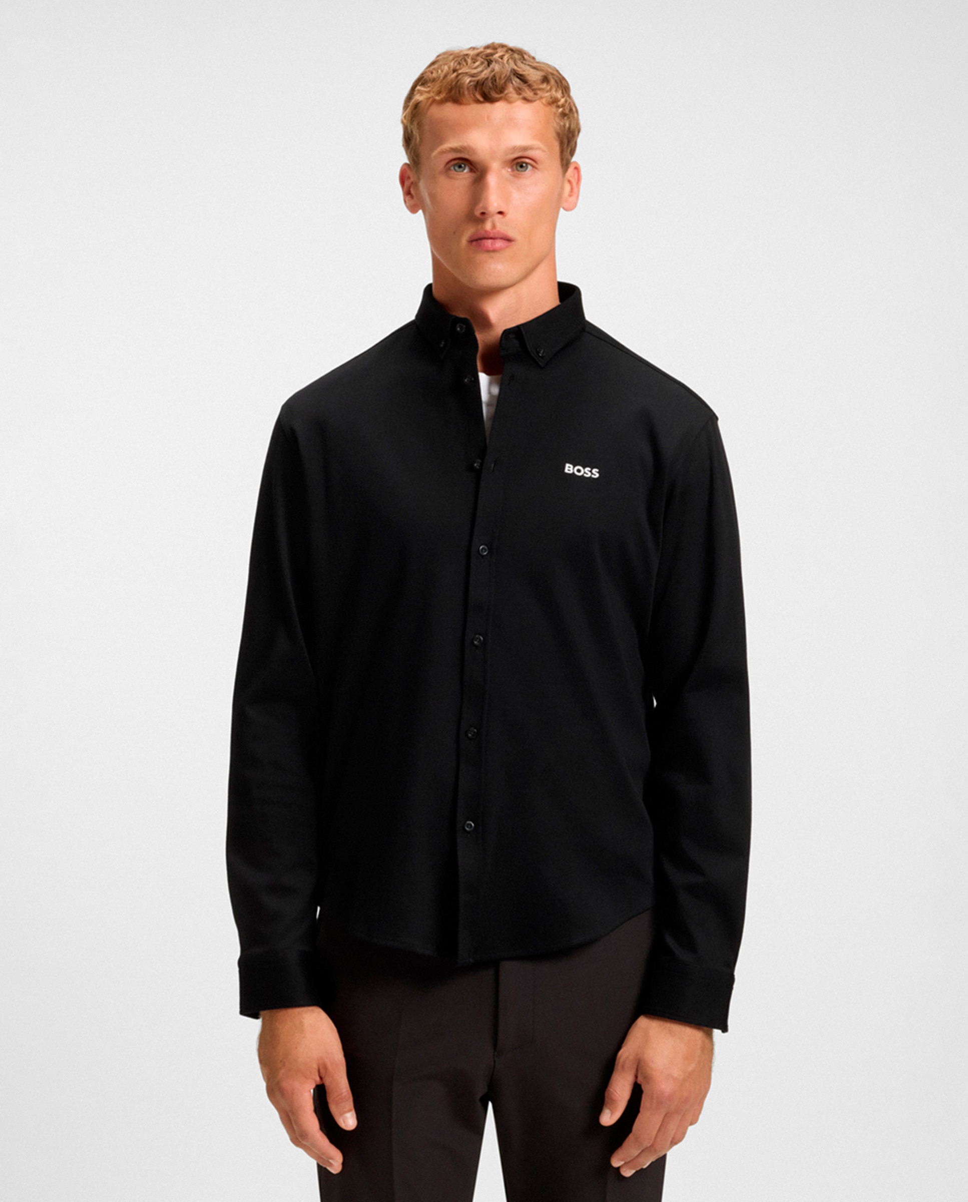Camisa de Manga Comprida Tamanhos Grandes Preto-1