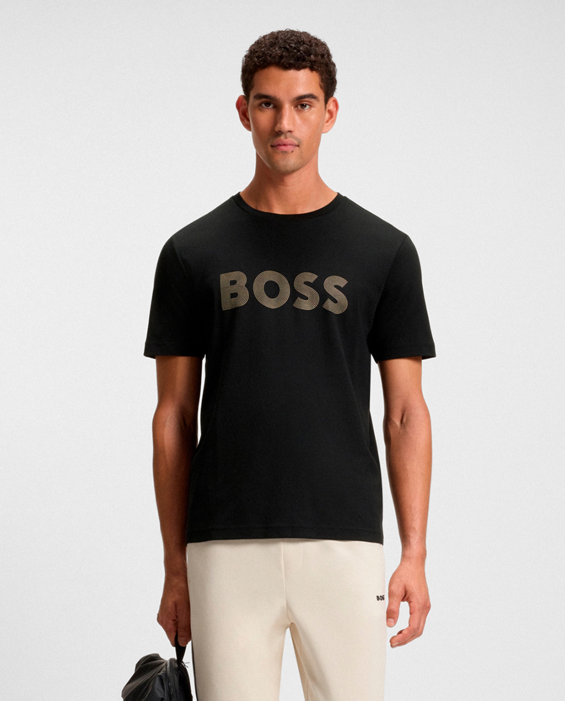 T-shirt de Manga Curta Tamanhos Grandes Preto-1