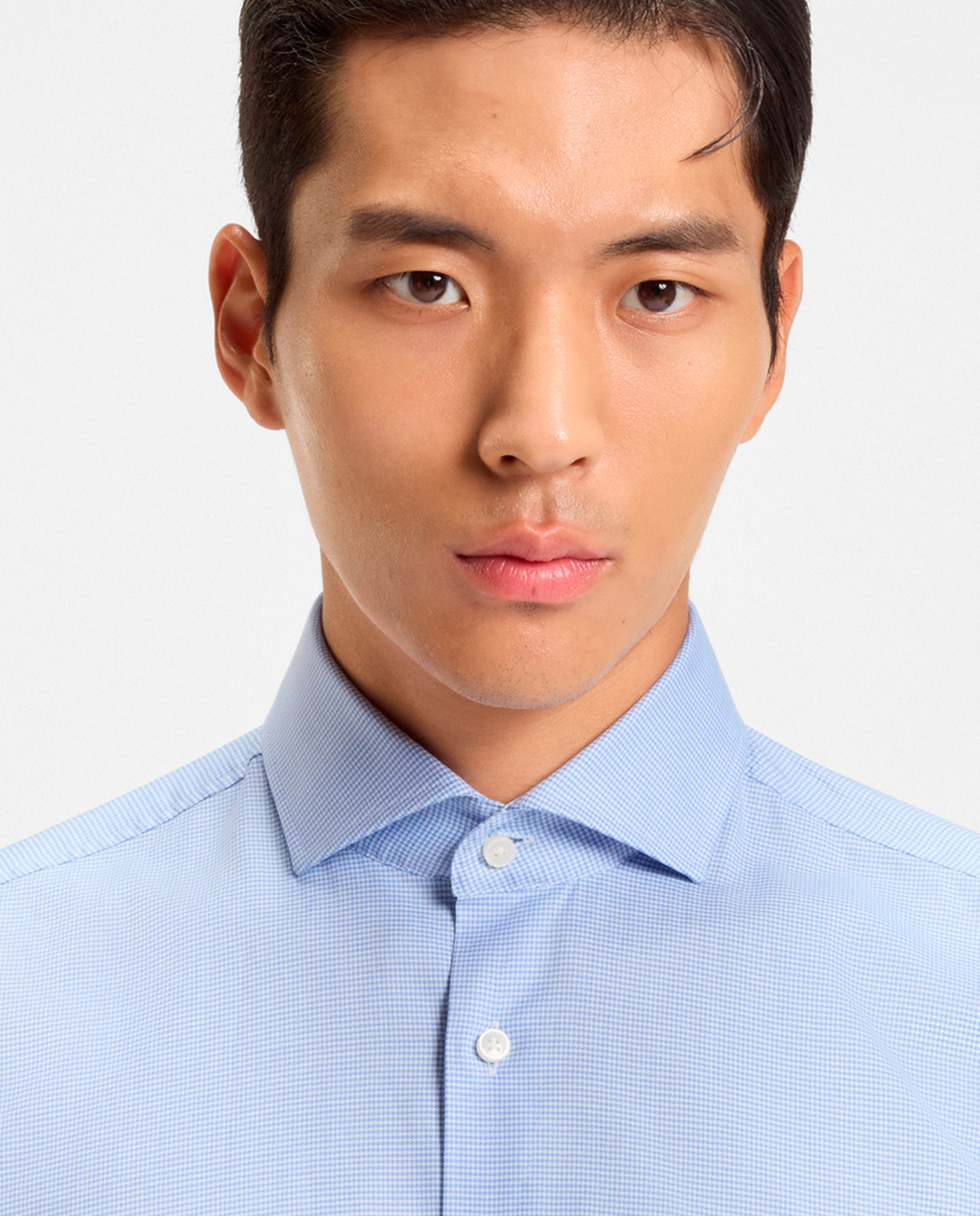 Camisa de Algodão com Manga Comprida Azul-3