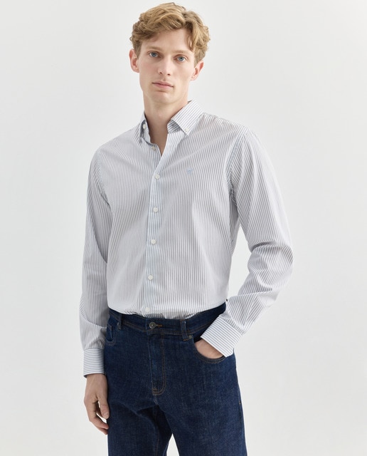 Imagem 0 de Camisa Classic Fit às Riscas Bicolor