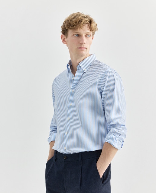Imagen 0 de Camisa de hombre classic fit de rayas bengala.