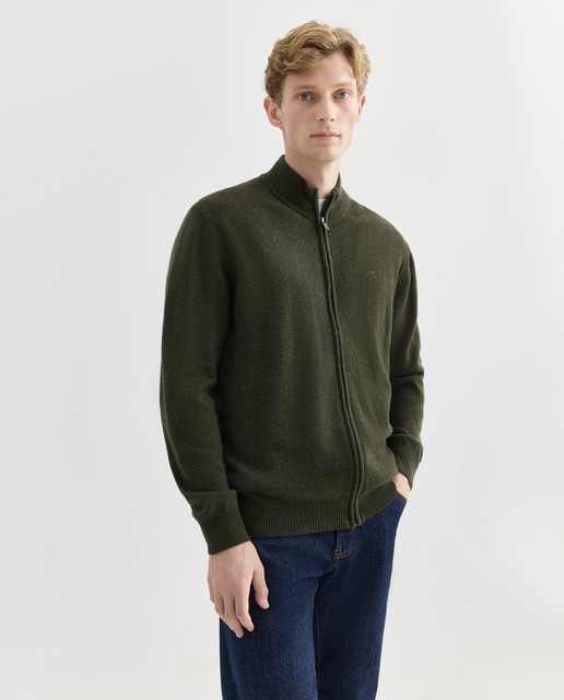 Imagem 0 de Cardigan Liso com Fecho de Correr e Logótipo Bordado