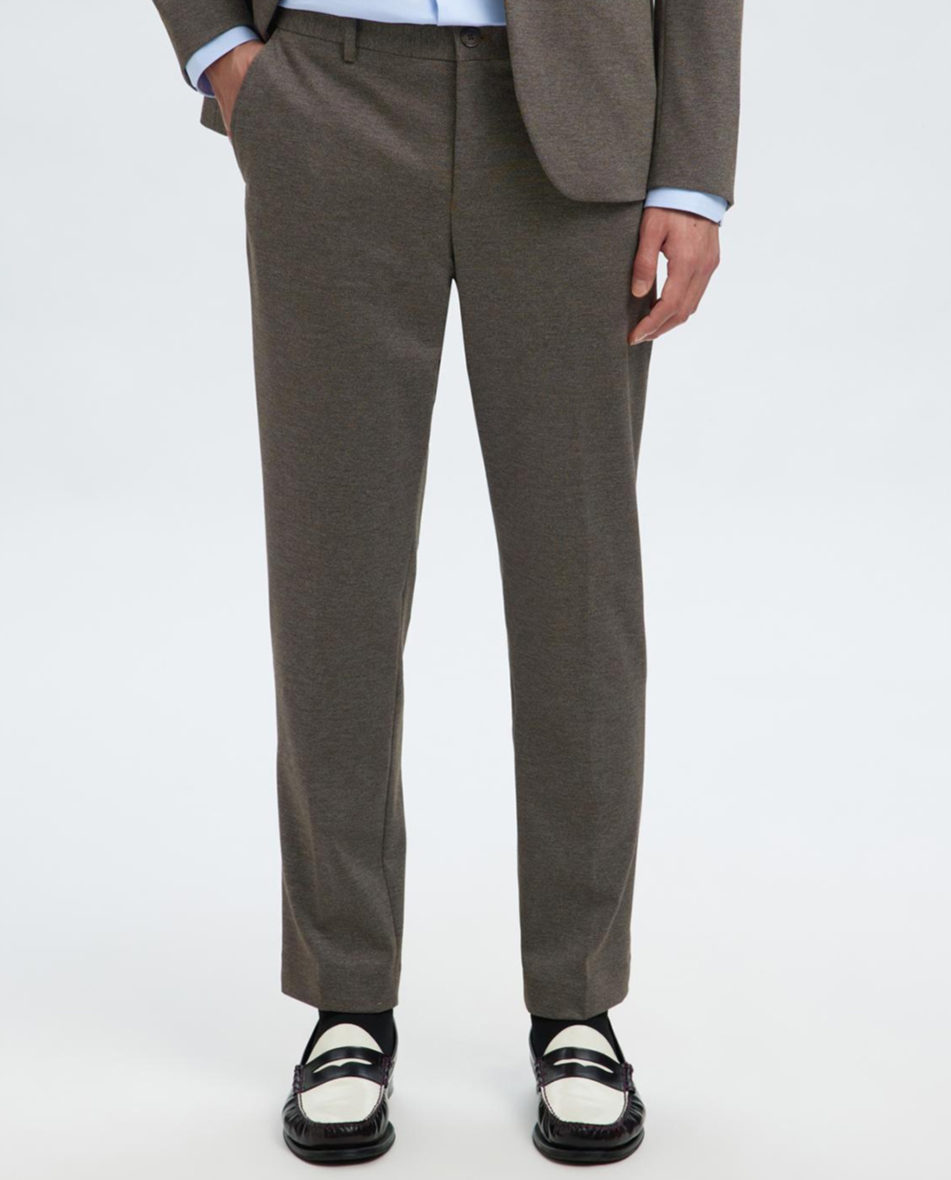 Calças de Fato Slim Fit Castanho-2