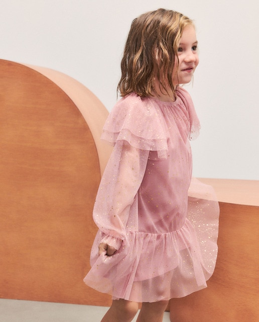 Imagem 0 de Vestido de Tule com All Over Print com Glitter