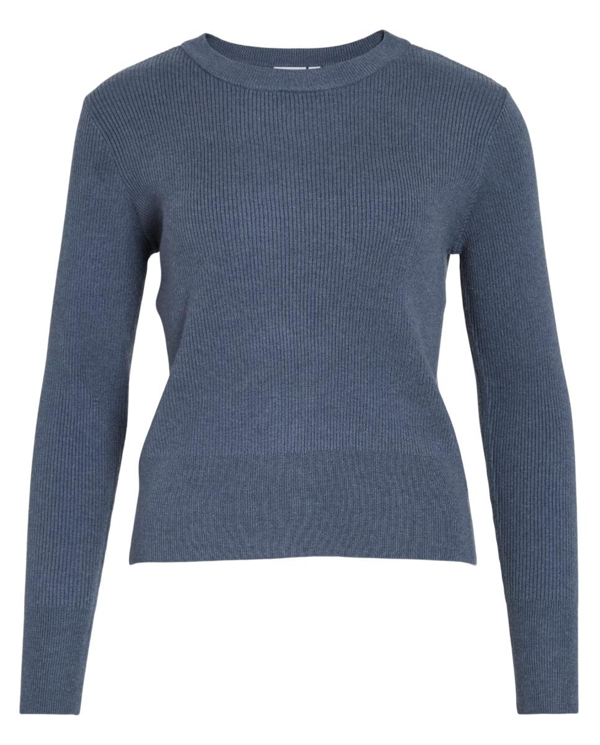 Camisola de malha com decote redondo Azul-índigo-5