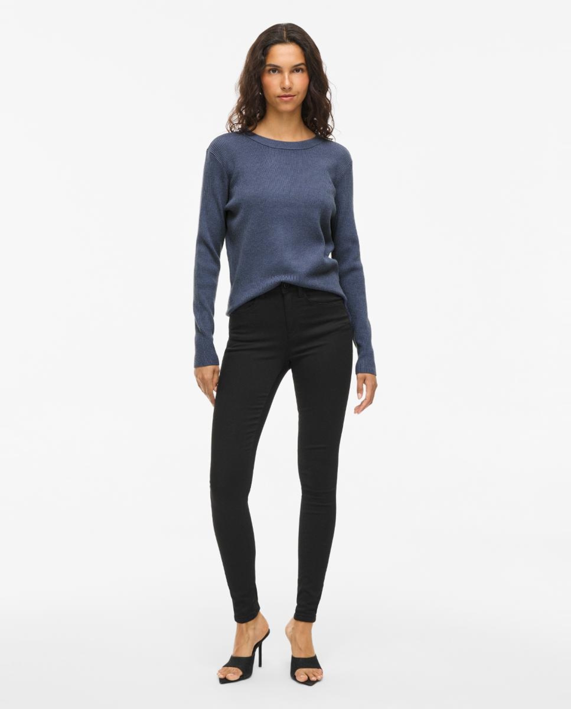 Camisola de malha com decote redondo Azul-índigo-2