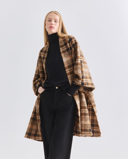 Imagen 0 de Abrigo cuadros abertura lateral