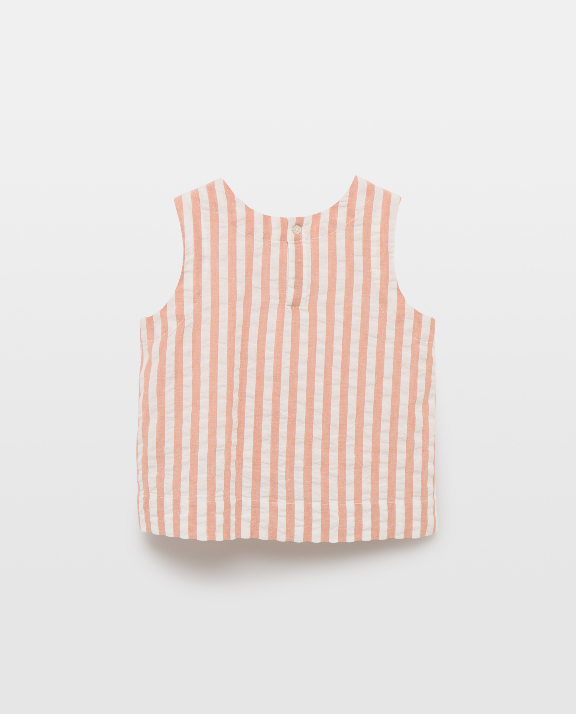 Blusa niña de rayas seersucker set Naranja quemado-2