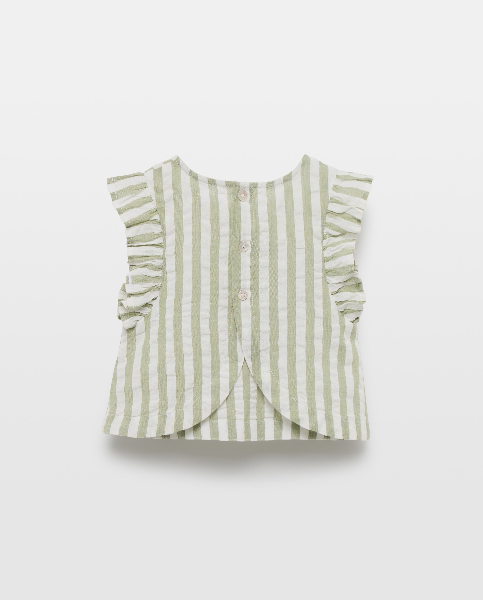 Blusa bebé niña con rayas seersucker set 520 Kaki-2