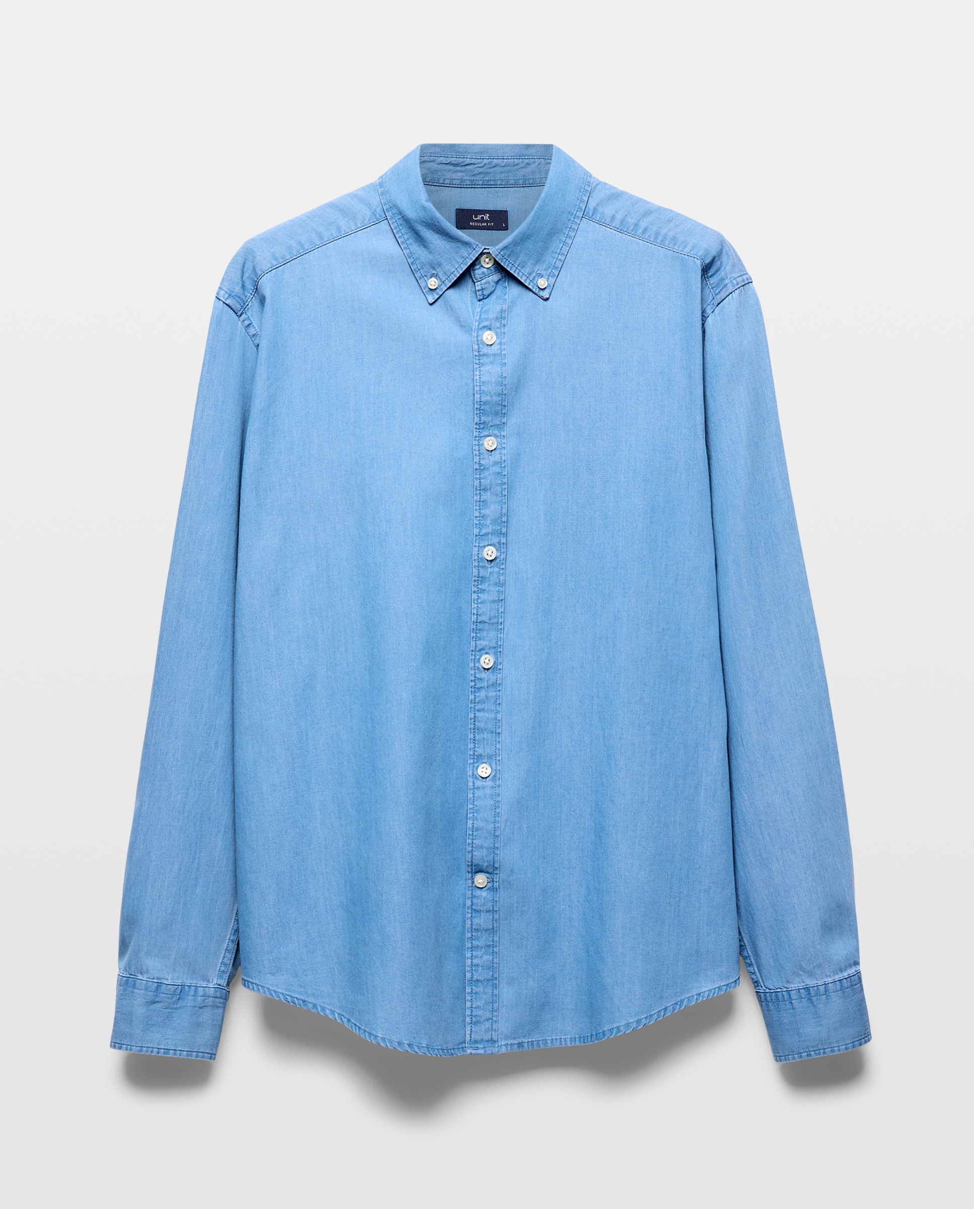 Camisa sport hombre denim cuello botones Cerúleo-4