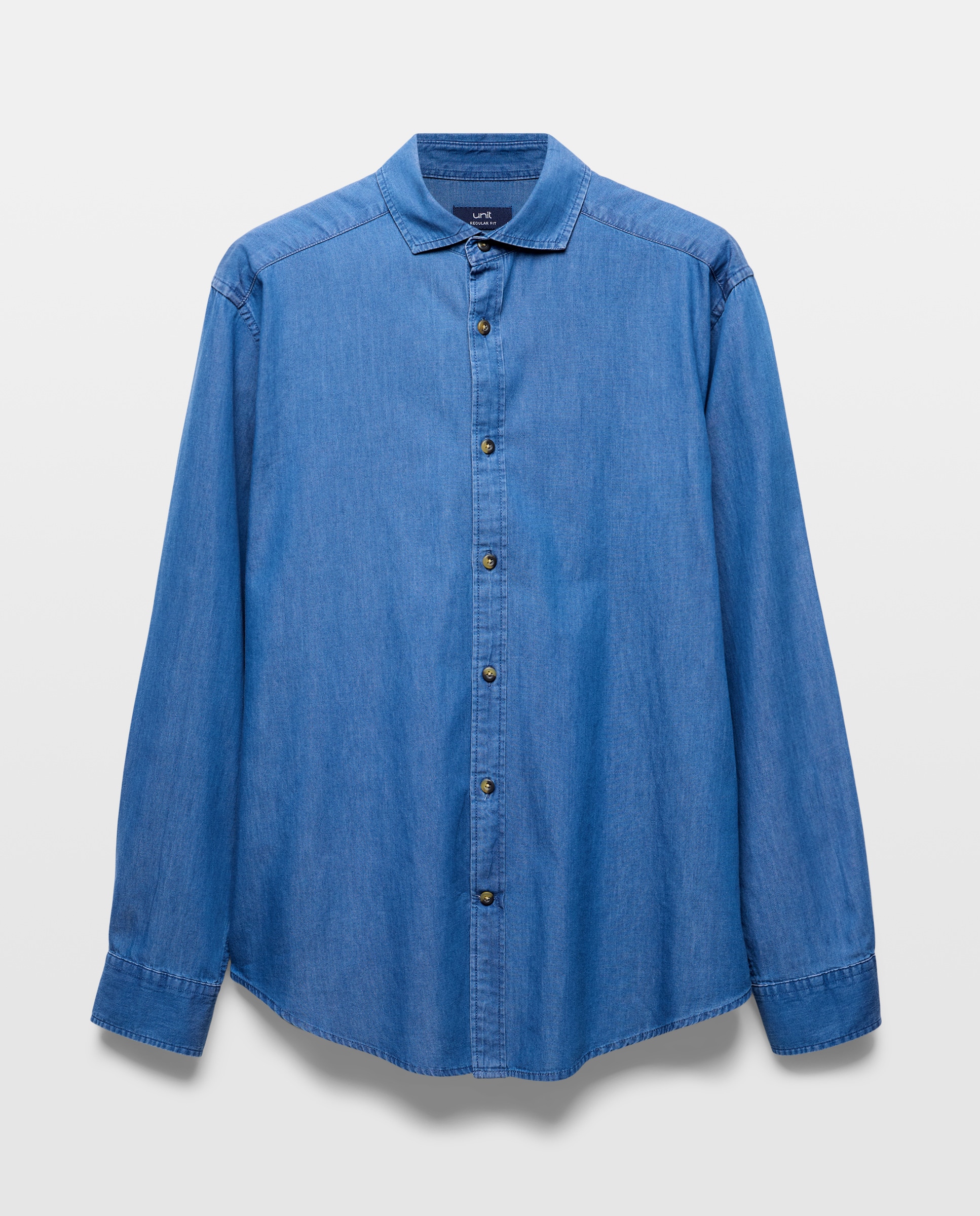 Camisa sport hombre denim cuello italiano Azul pálido-4