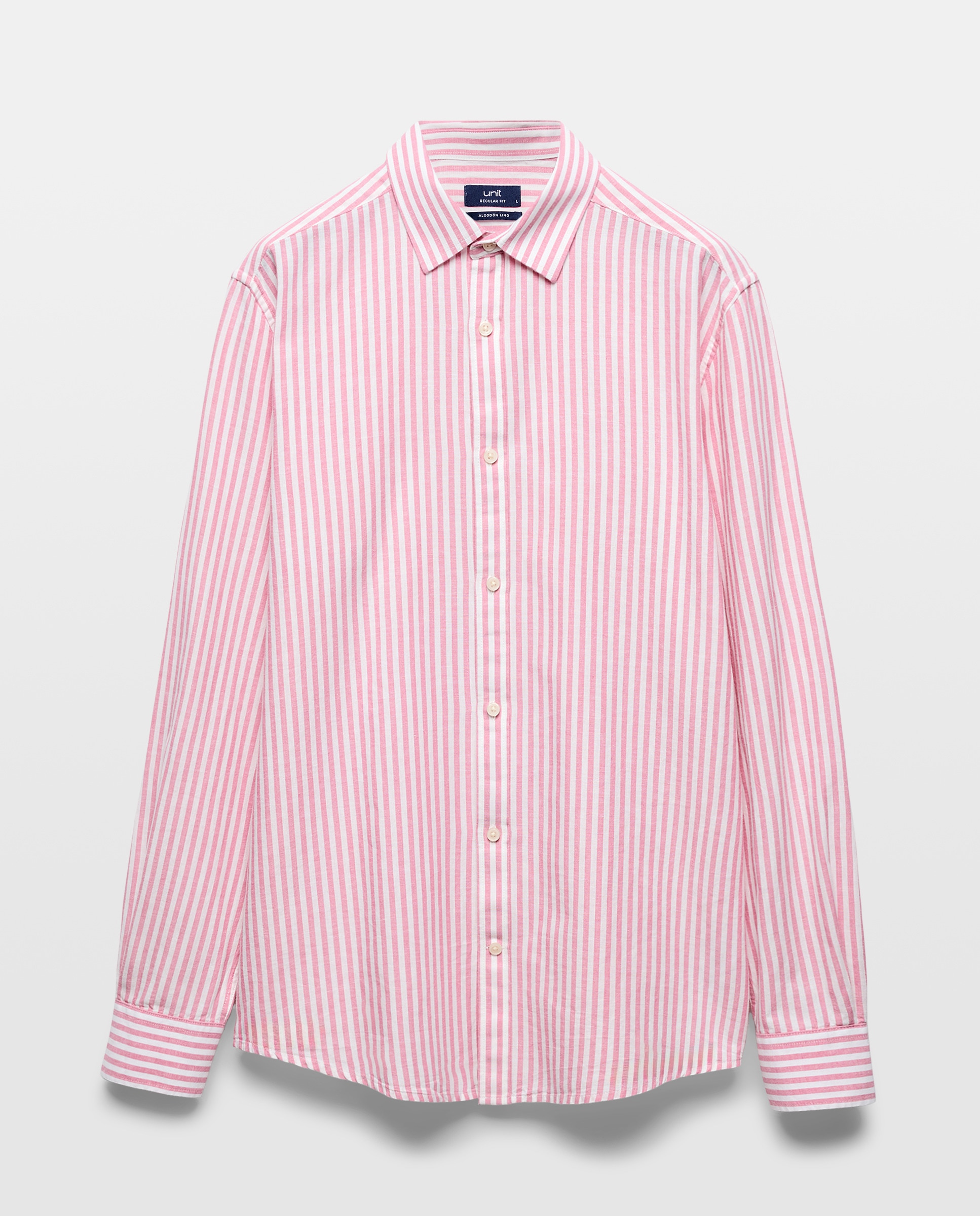 Camisa sport hombre algodón con lino rayas 230 Rosa oscuro-4