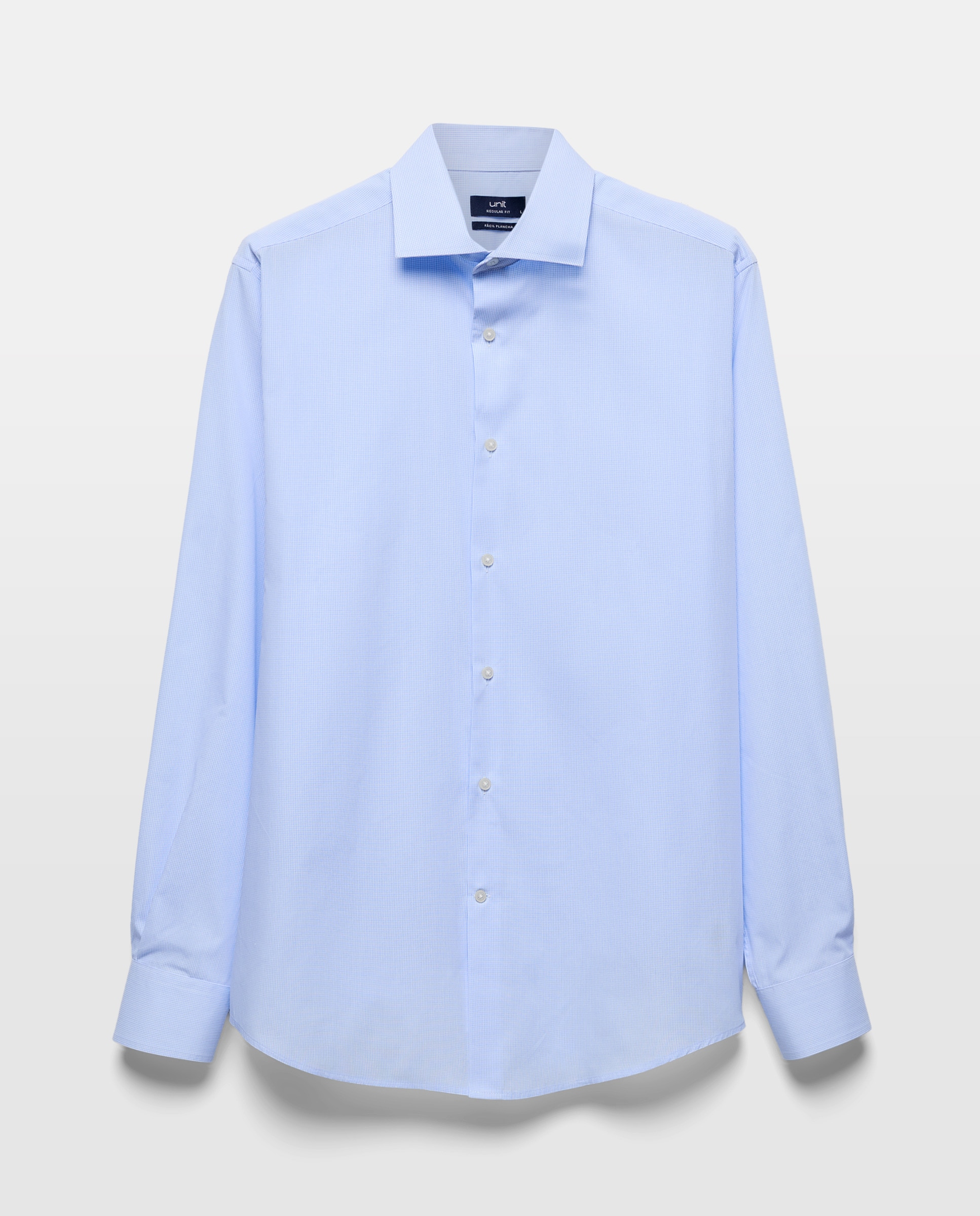 Camisa vestir hombre mini cuadro classic fit 410 Azul claro-4