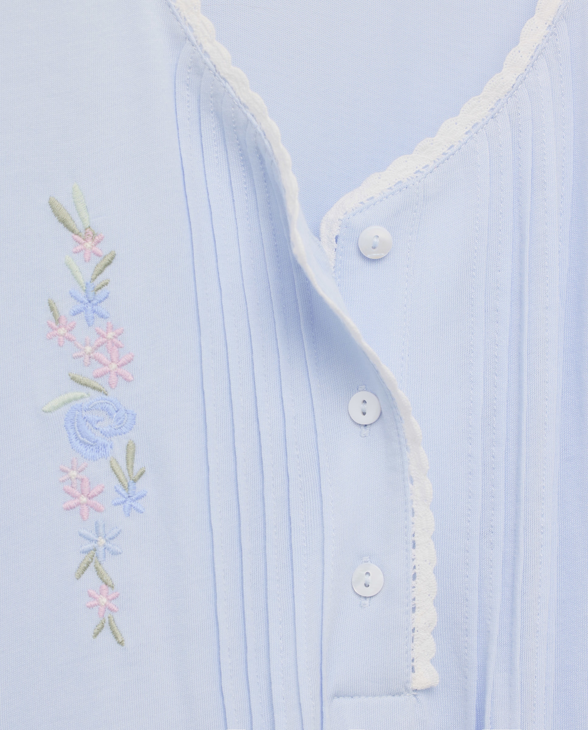Camisa de Dormir com Estampado Floral e Carcela Azul-4