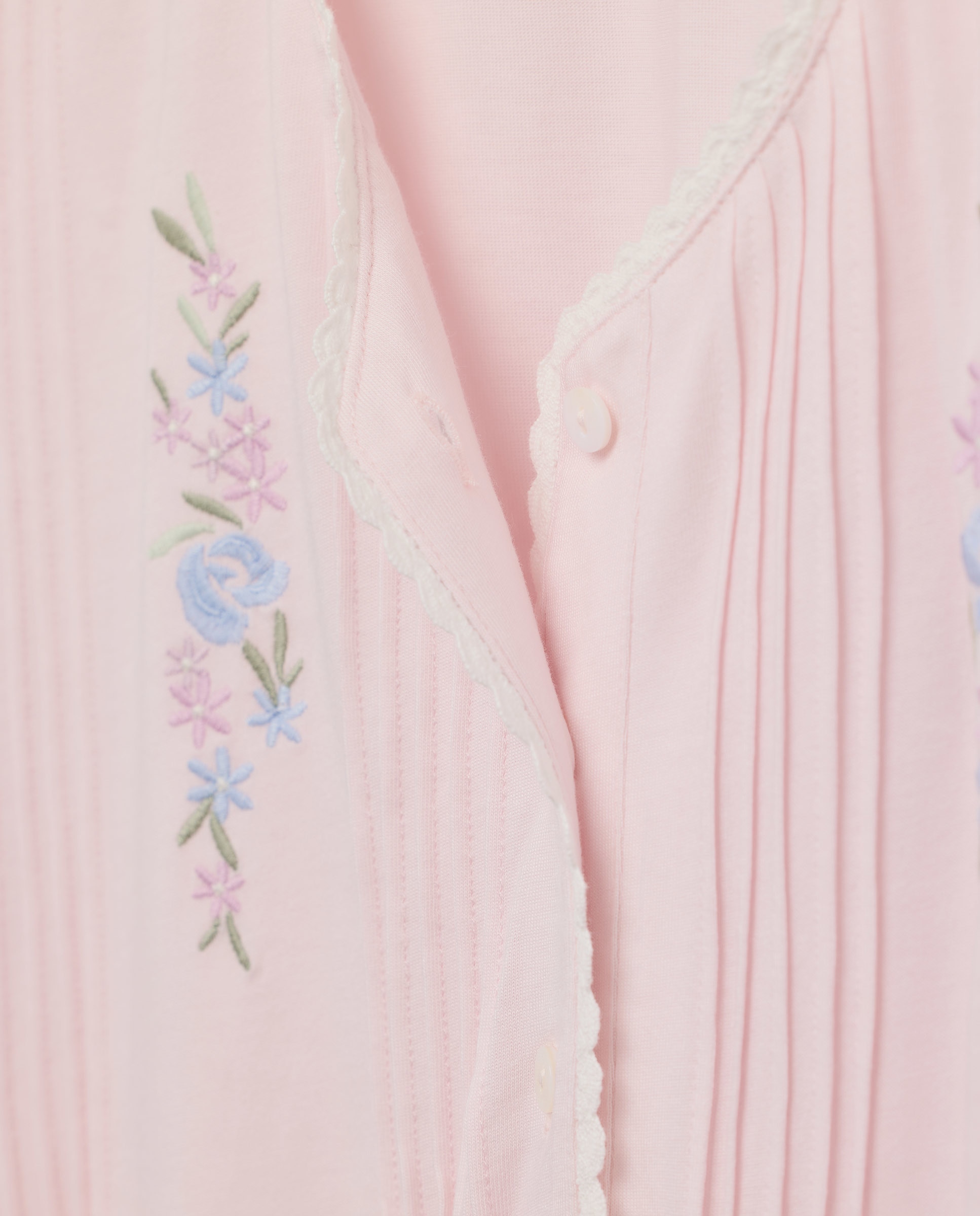 Camisa de Dormir com Carcela Floral Rosa-4