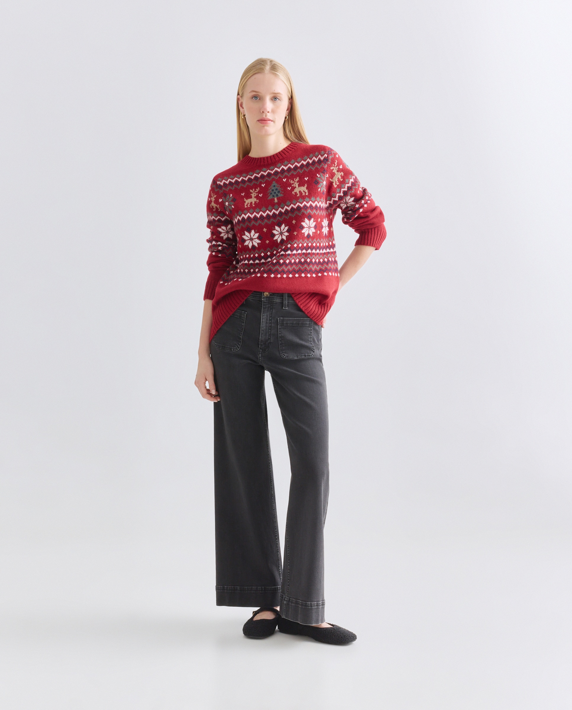 Jersey de mujer navideño 600 Rojo-2