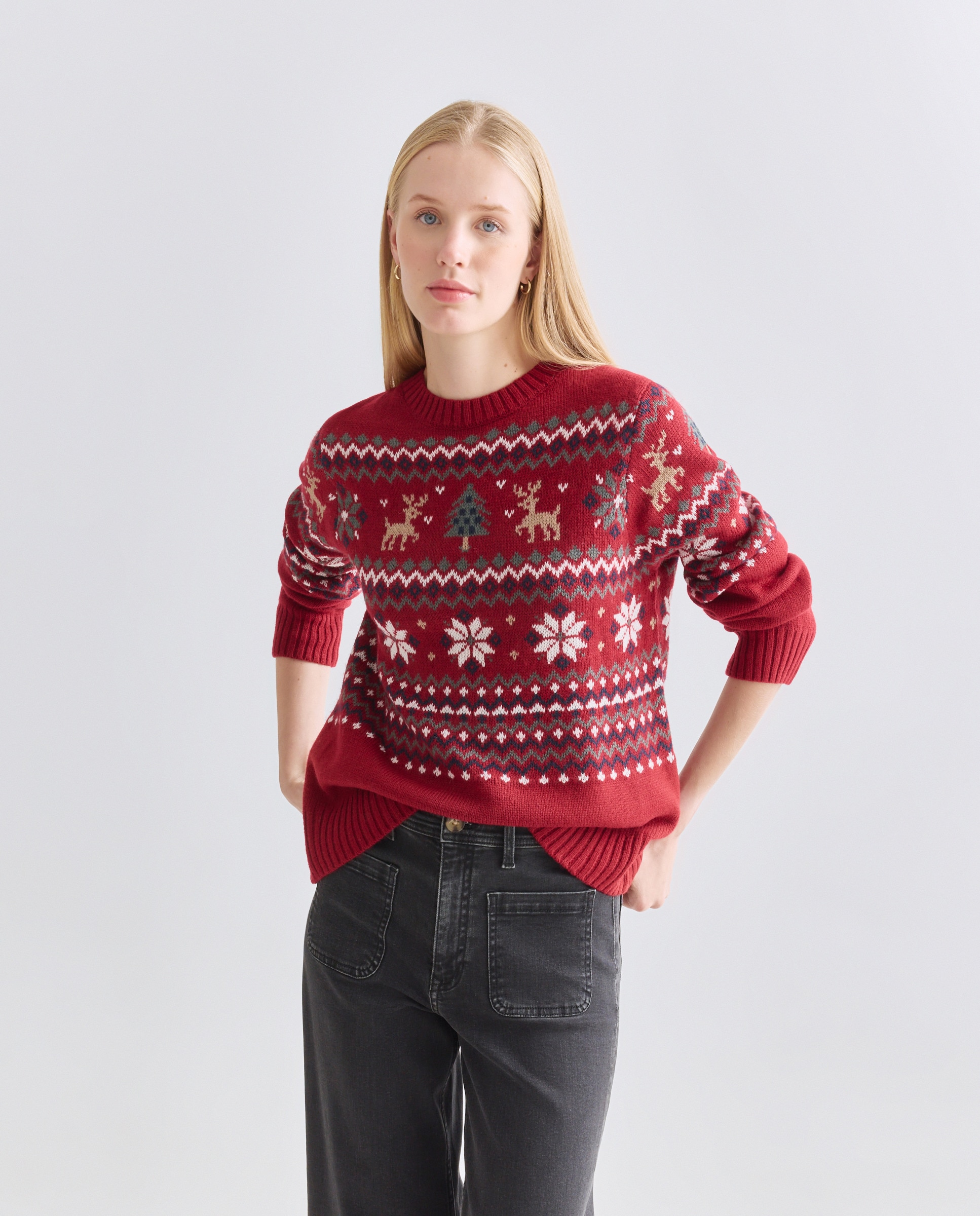 Jersey de mujer navideño 600 Rojo-1