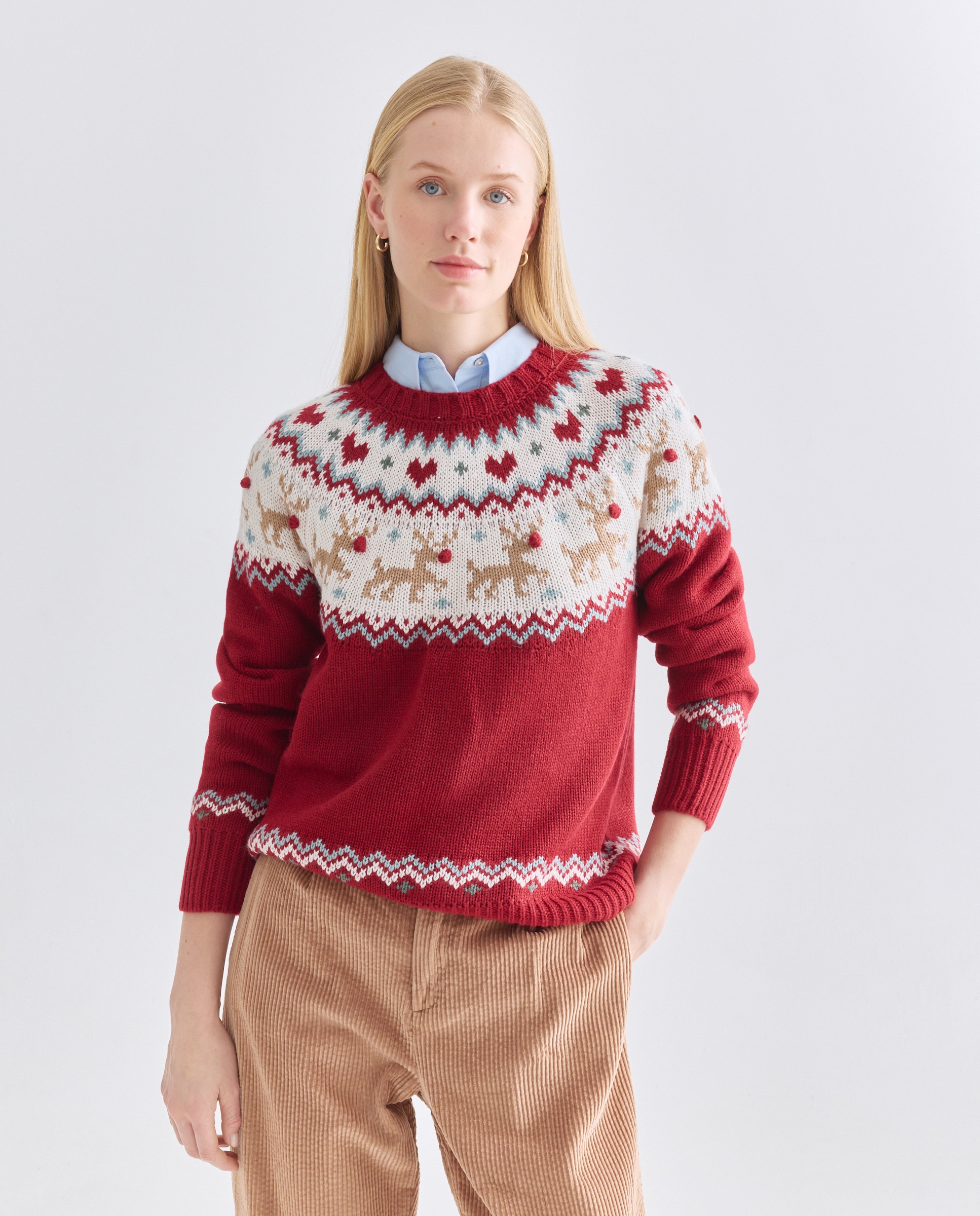 Jersey de mujer navideño 600 Rojo-1