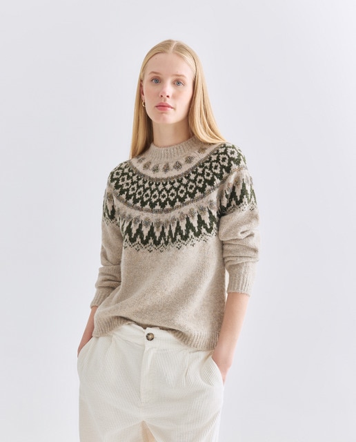 Imagen 0 de Jersey de mujer cuello perkins con greca hilo metálico