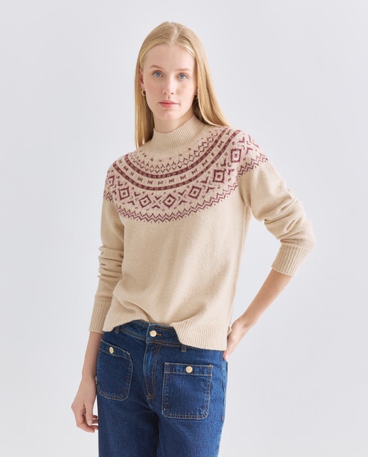 Imagen 0 de Jersey de mujer cuello perkins greca hilo metálico