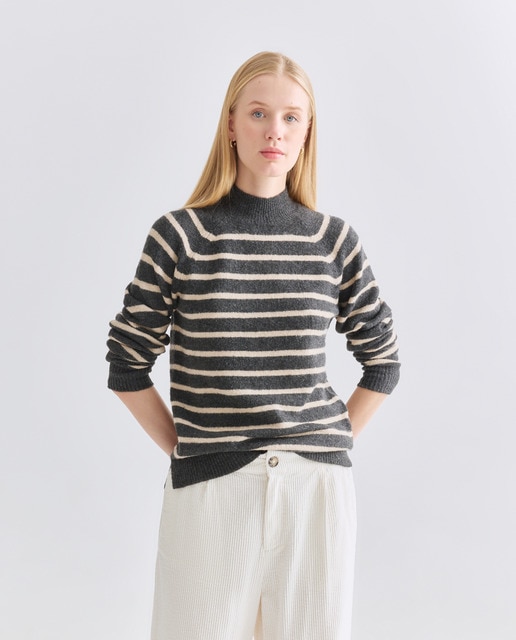 Imagen 0 de Jersey de mujer cuello perkins rayas hilo metálico