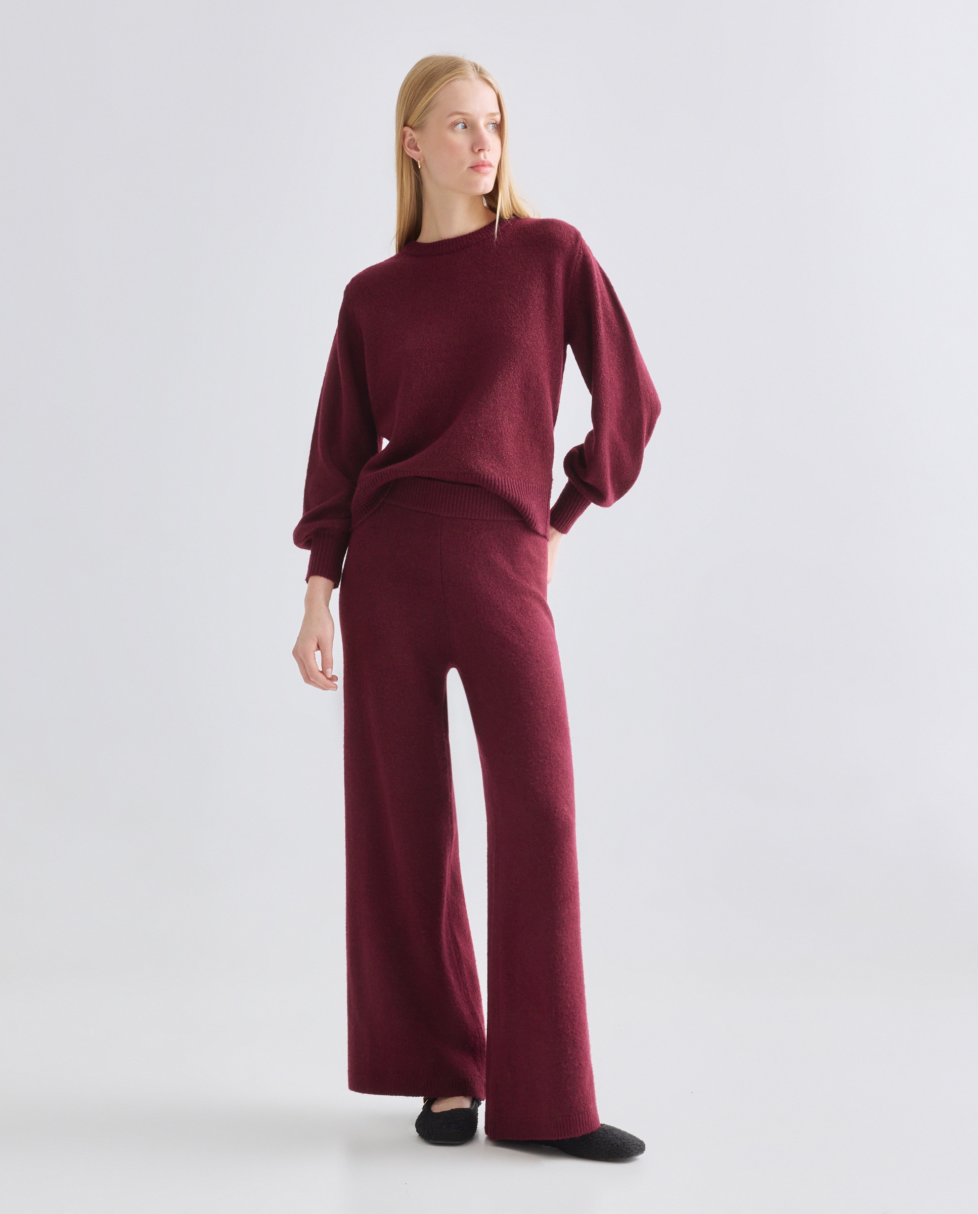 Jersey de mujer cuello caja con hilo metálico y lazada 600 Rojo-2