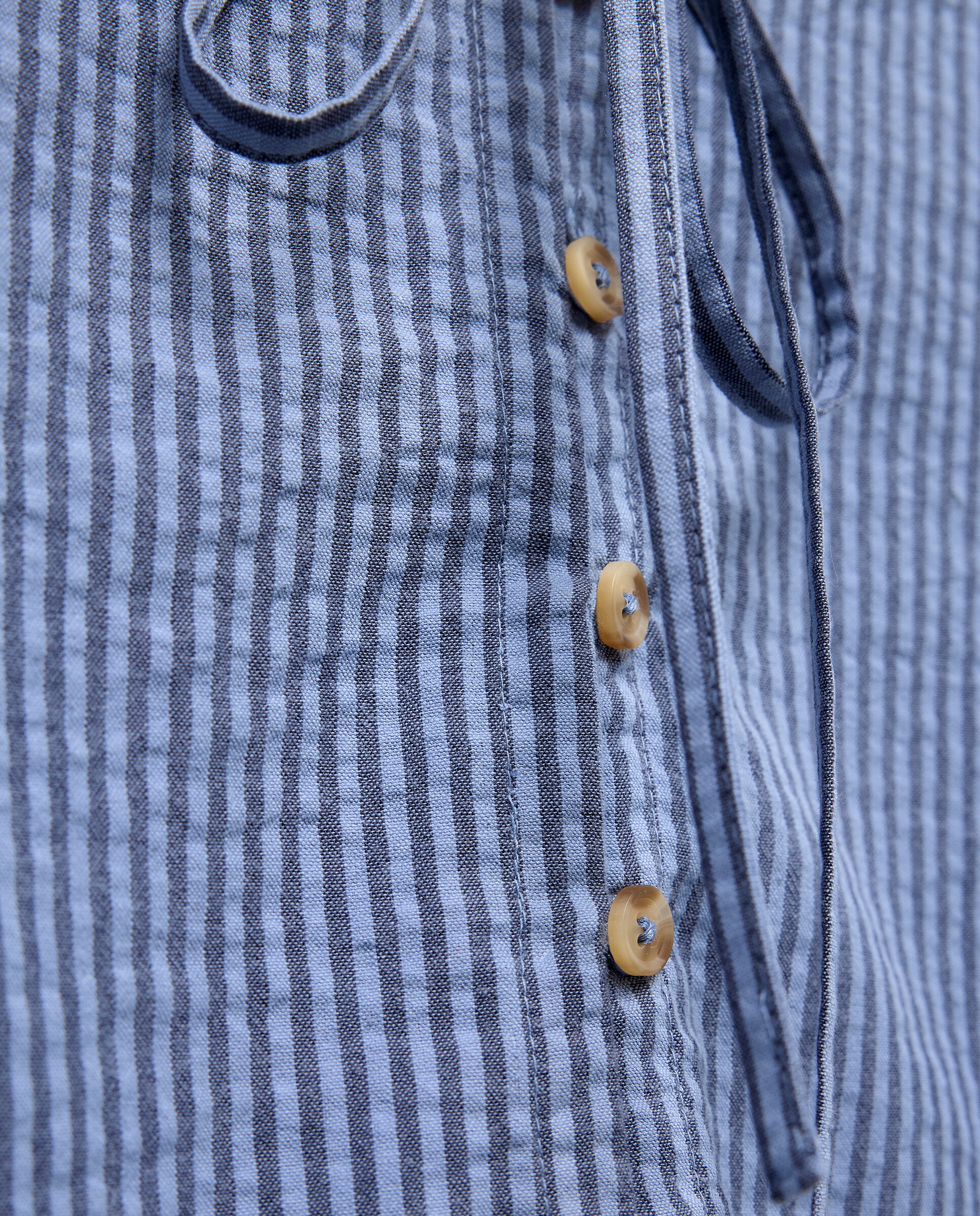 Blusa de mujer de rayas de algodón Azul-5