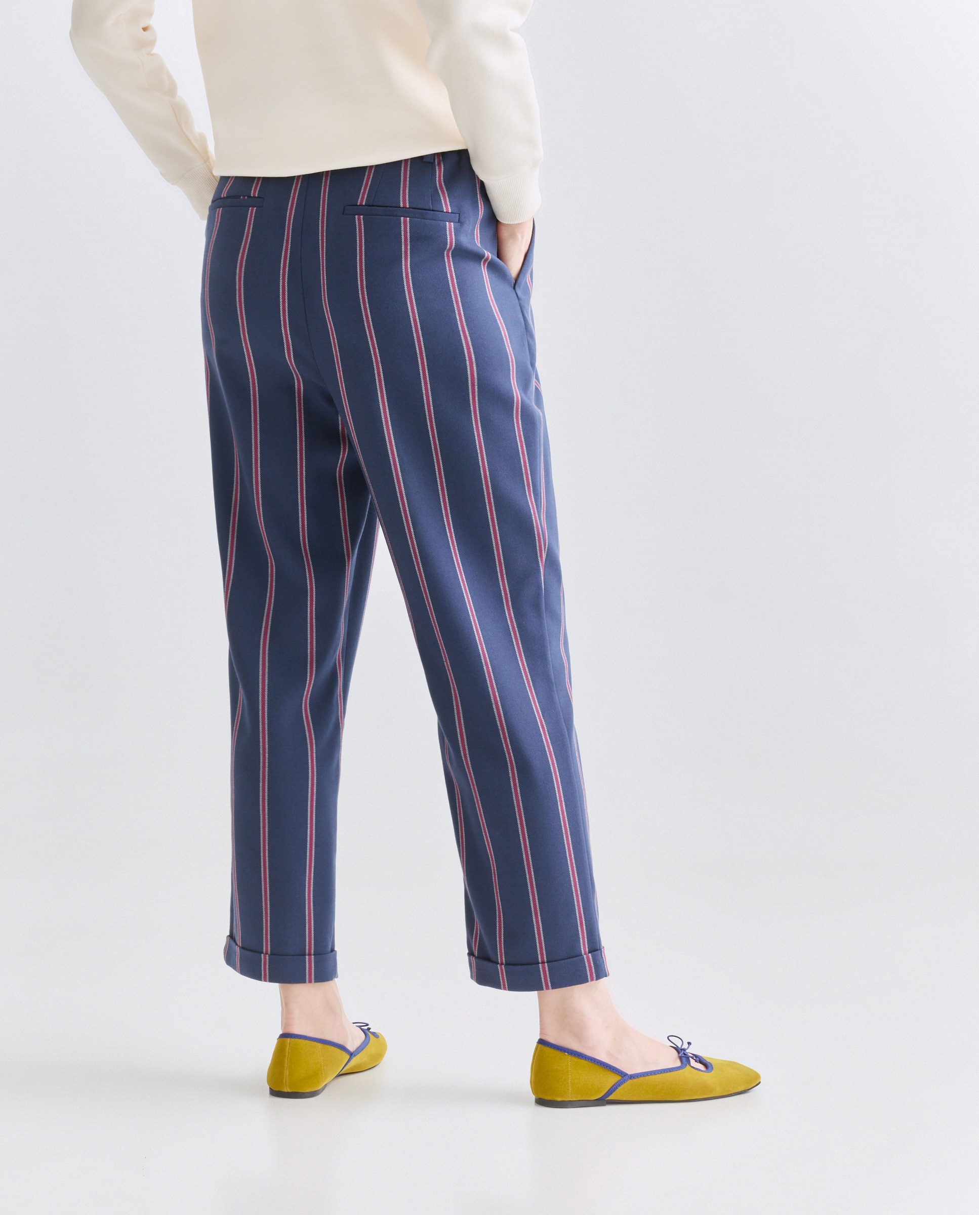 Pantalón de mujer sastrero de rayas total look Azul-3