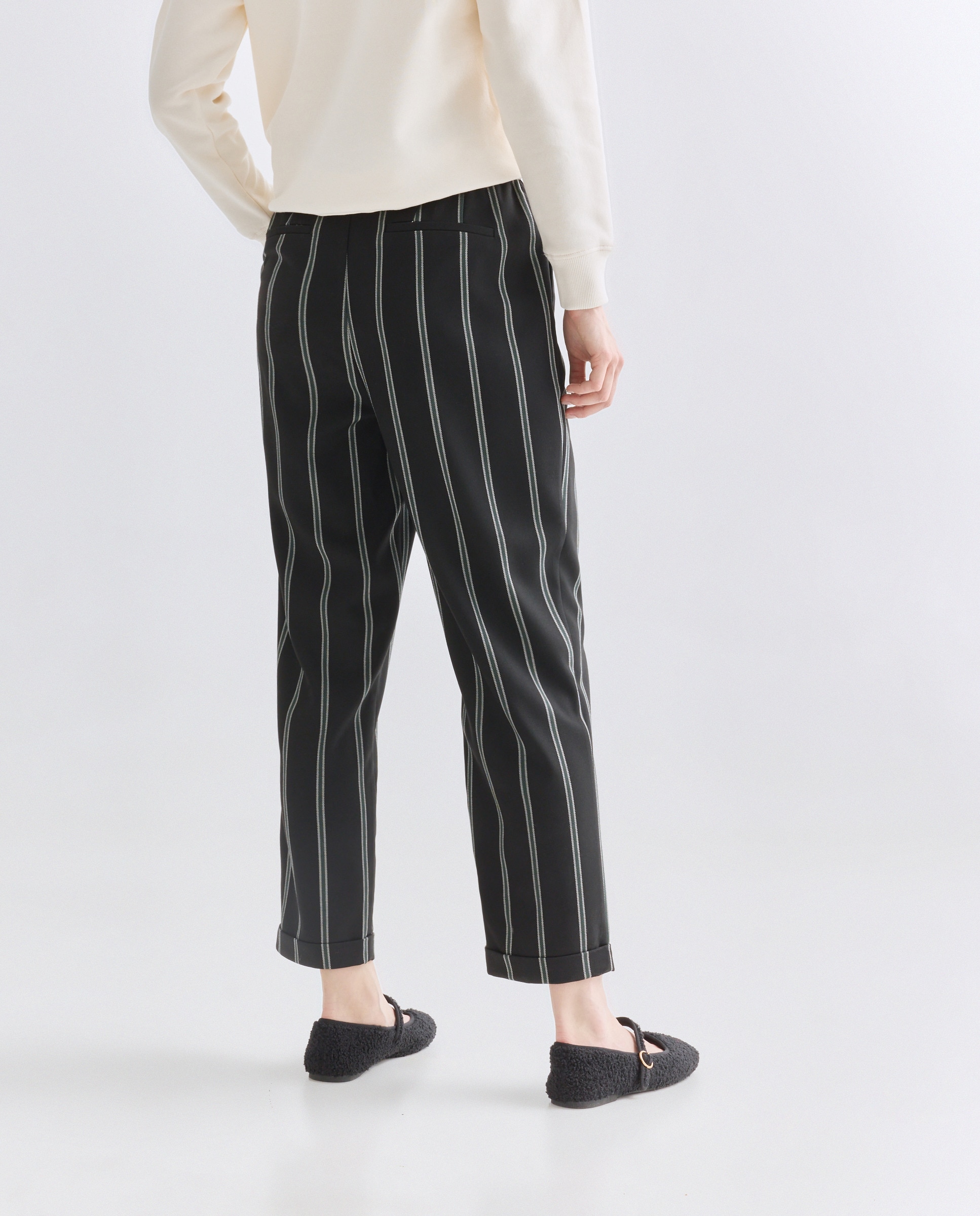 Pantalón de mujer sastrero de rayas Verde-3