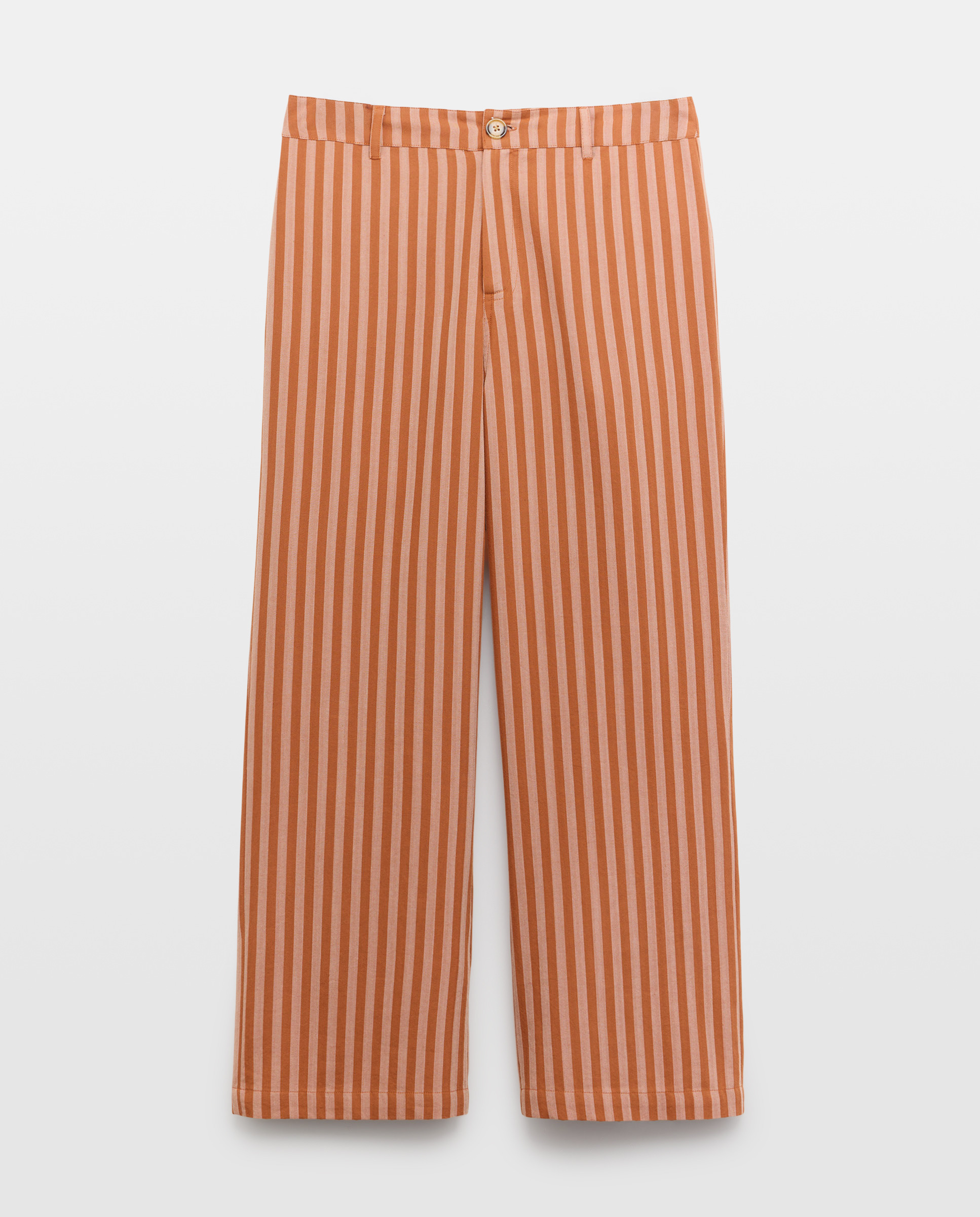 Pantalón de mujer de rayas de cuadros total look Marrón-4