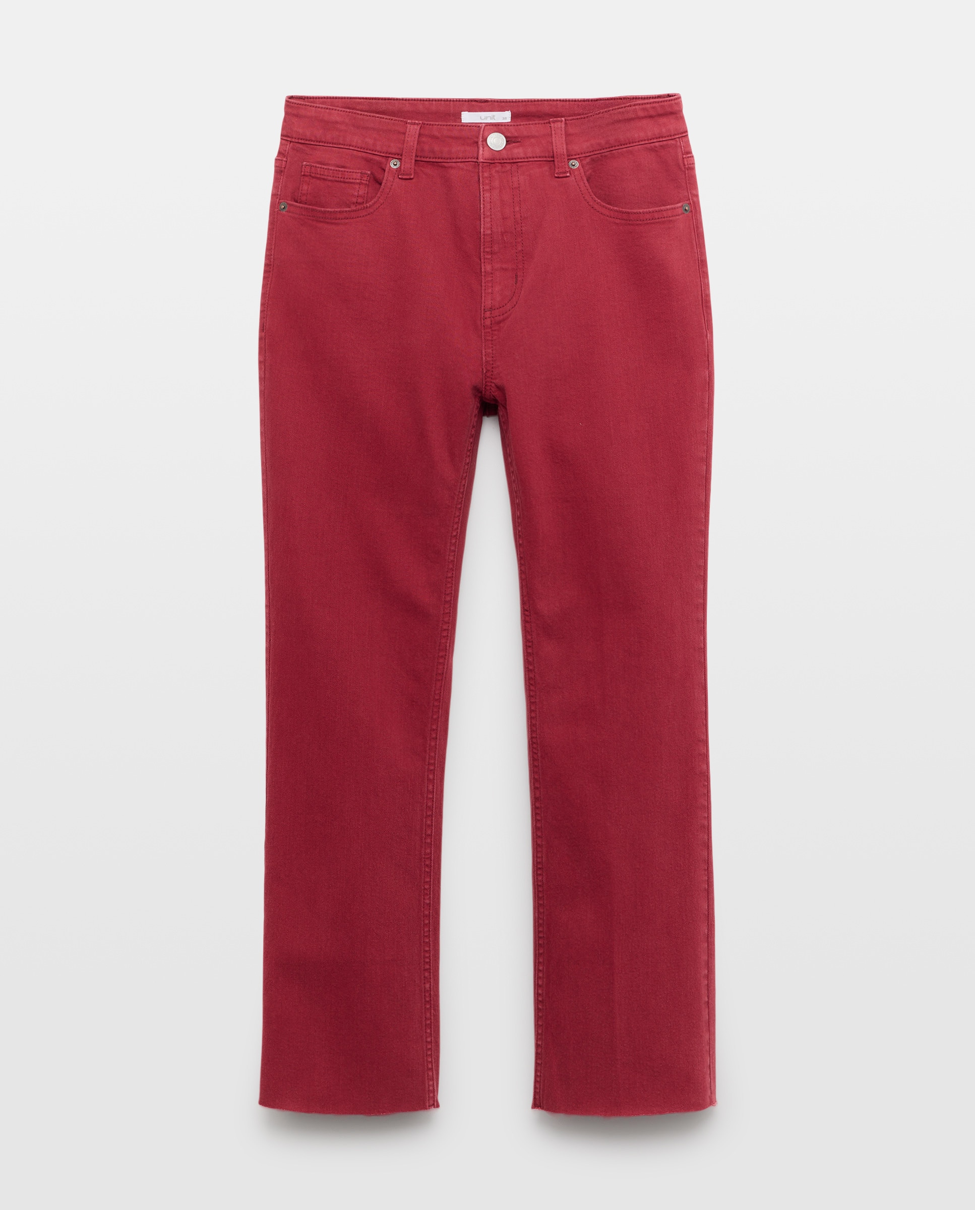 Pantalón de mujer cropped flare desflecado Rojo-4